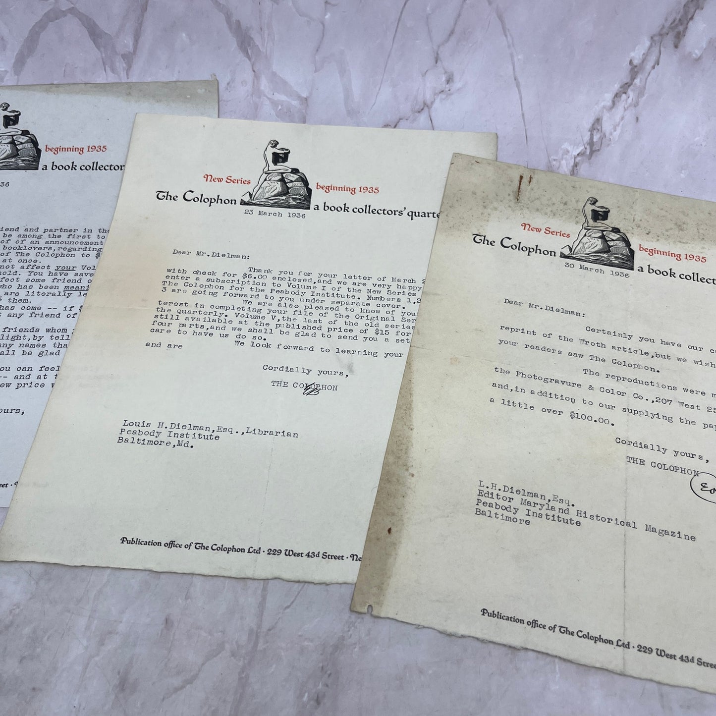 1930s Lot of 3 Leaflets - The Colophon Book Collectors Quarterly D22