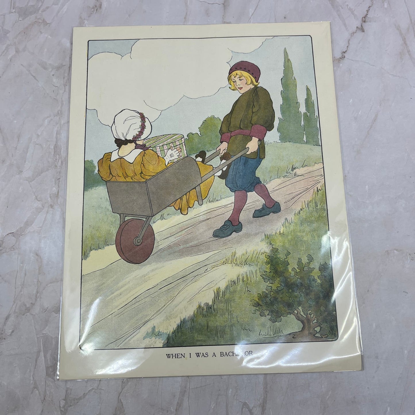 When I Was a Bachelor Mother Goose Nursery Rhyme Vintage Print Wright FL6-9