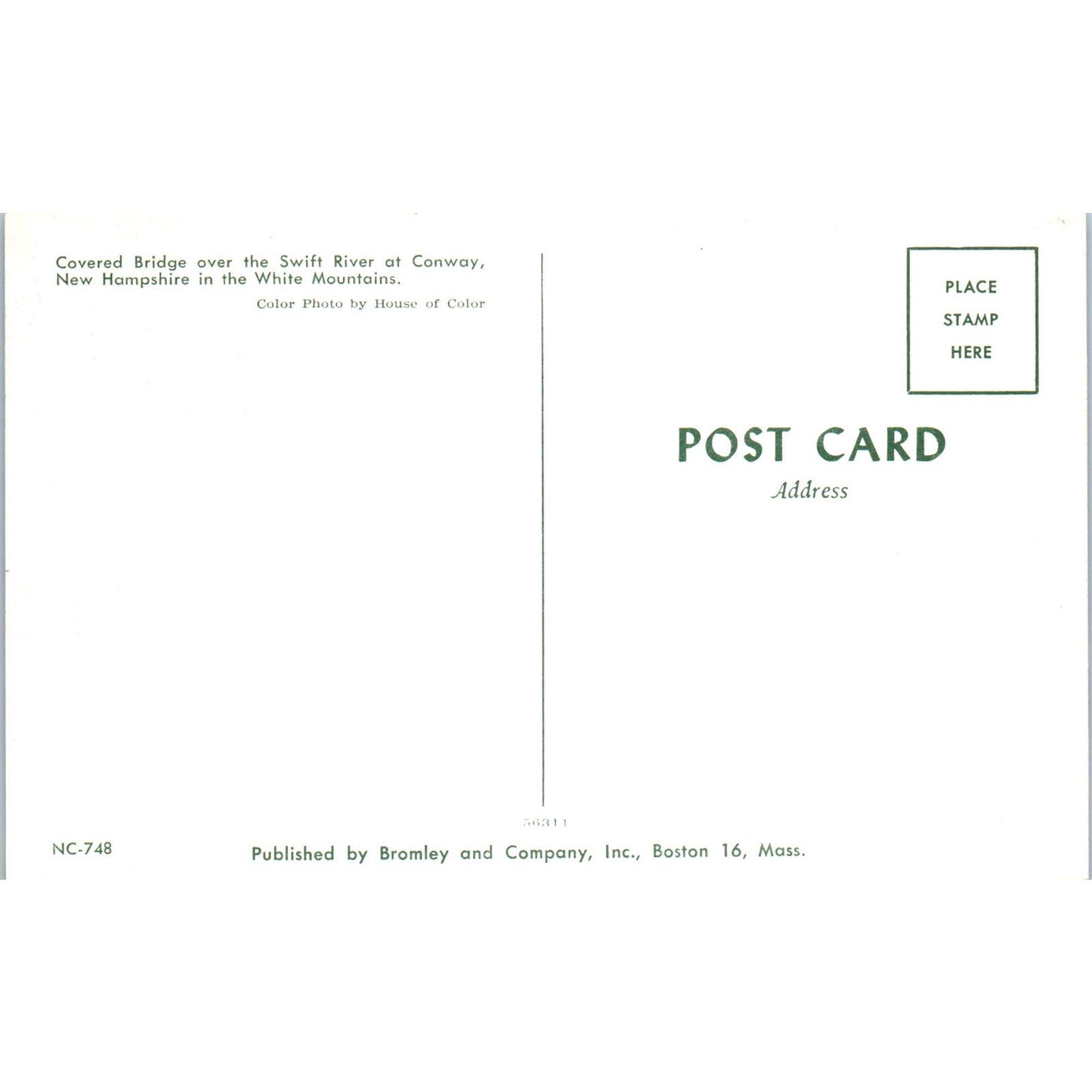 Swift River Conway New Hampshire Covered Bridge Postcard PB13