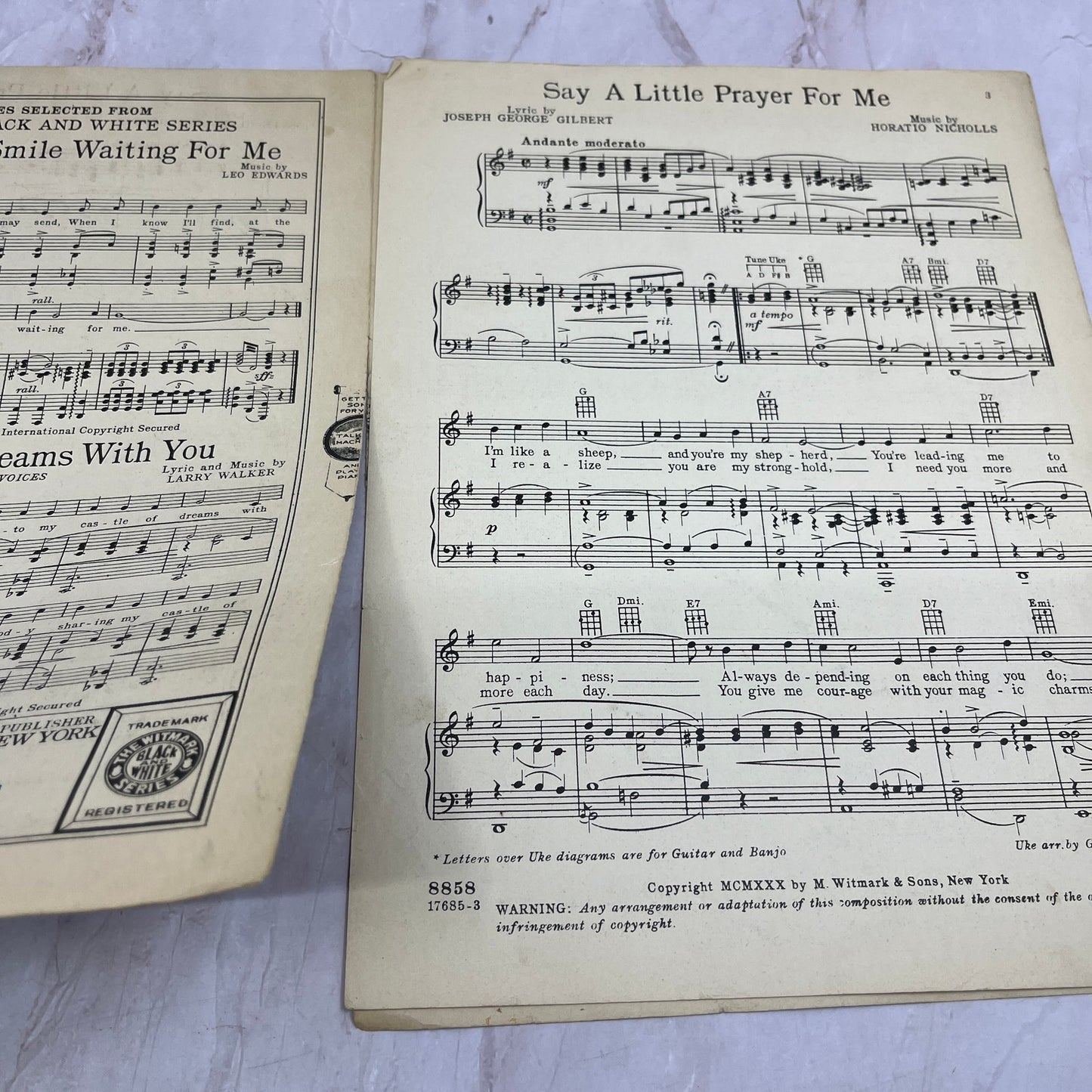 Say a Little Prayer for Me Ruth Etting Gilbert Nicholls Antique Sheet Music Ti5
