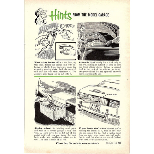 Hints from the Model Garage Trunk Wont Close, Storing Solvent 1955 Article AG1-5