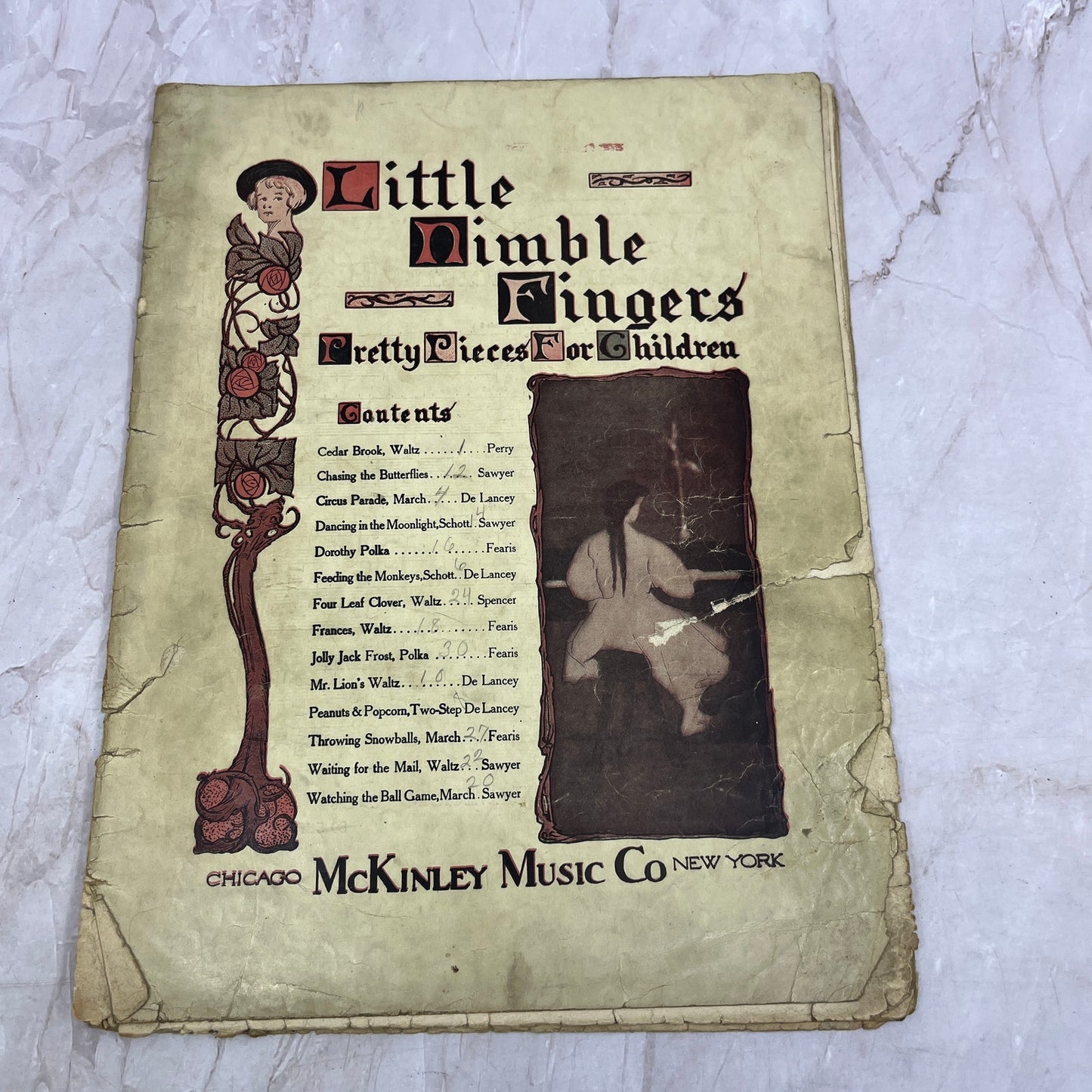 1909 Little Nimble Fingers Pretty Pieces for Children Piano Sheet Music Ti5