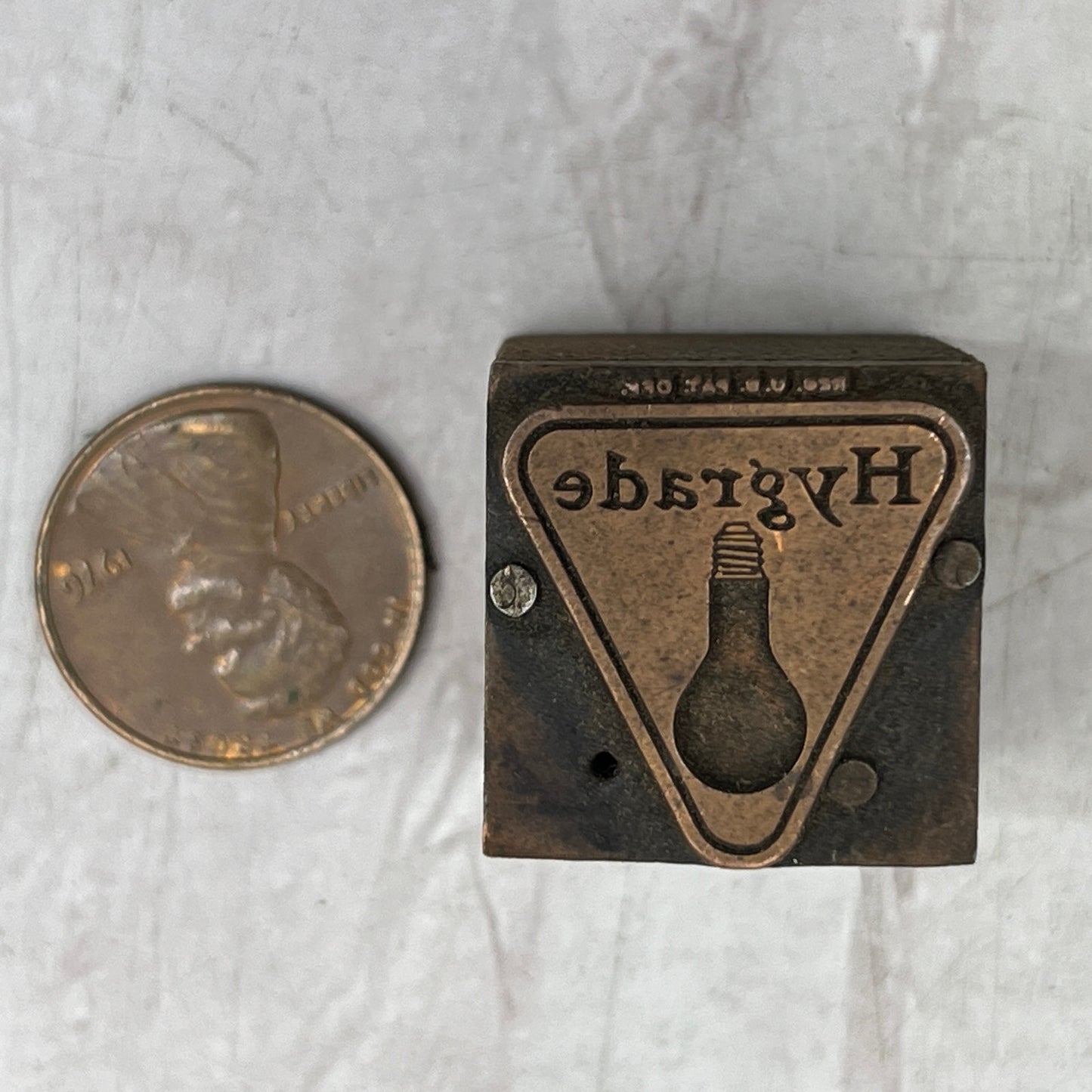 Retro Hygrade Logo Copper Vintage Letterpress Printers Block Plate SF5