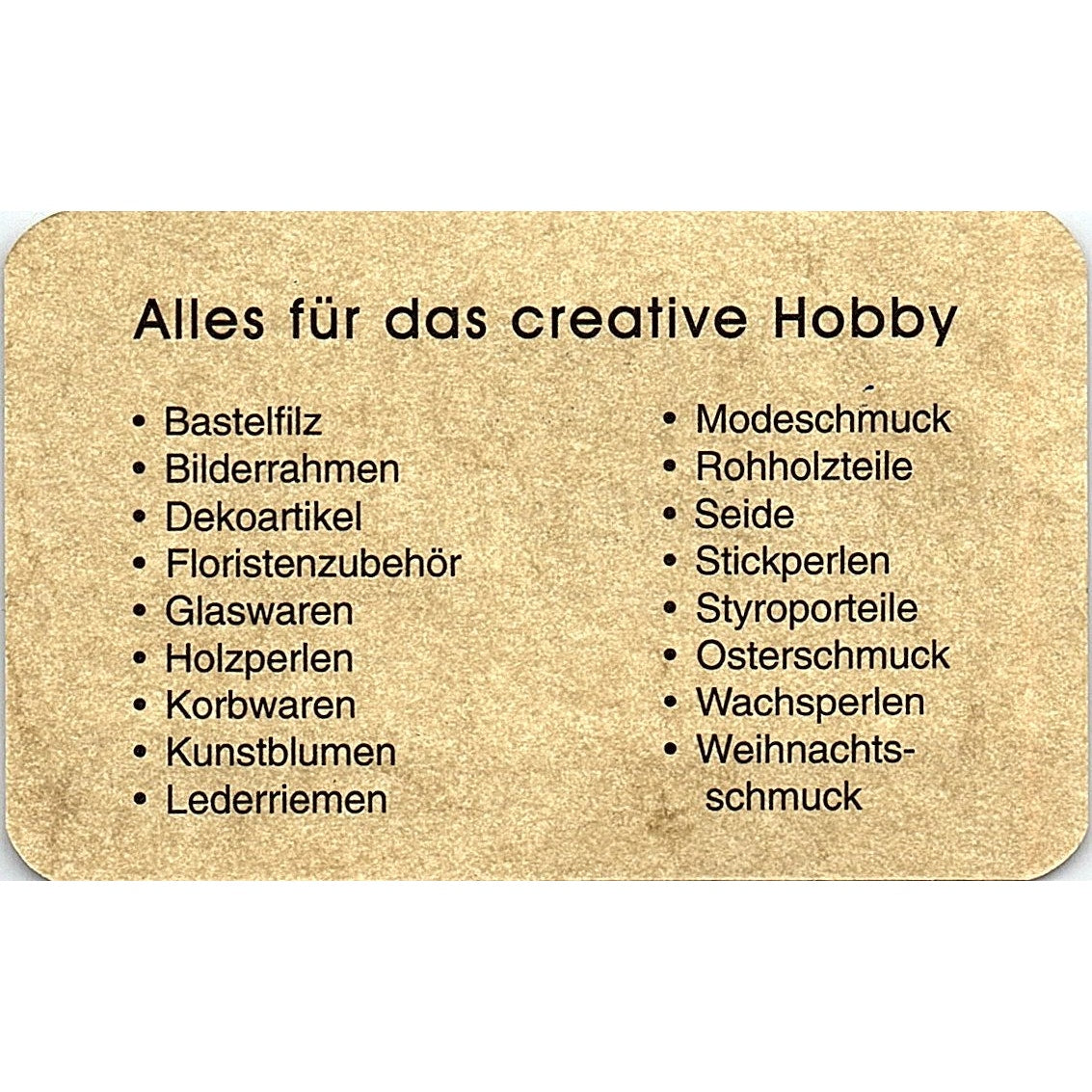 Hiltl Bastelideen Franz Hiltl Neumarkt Germany Vintage Business Card TH2-B1