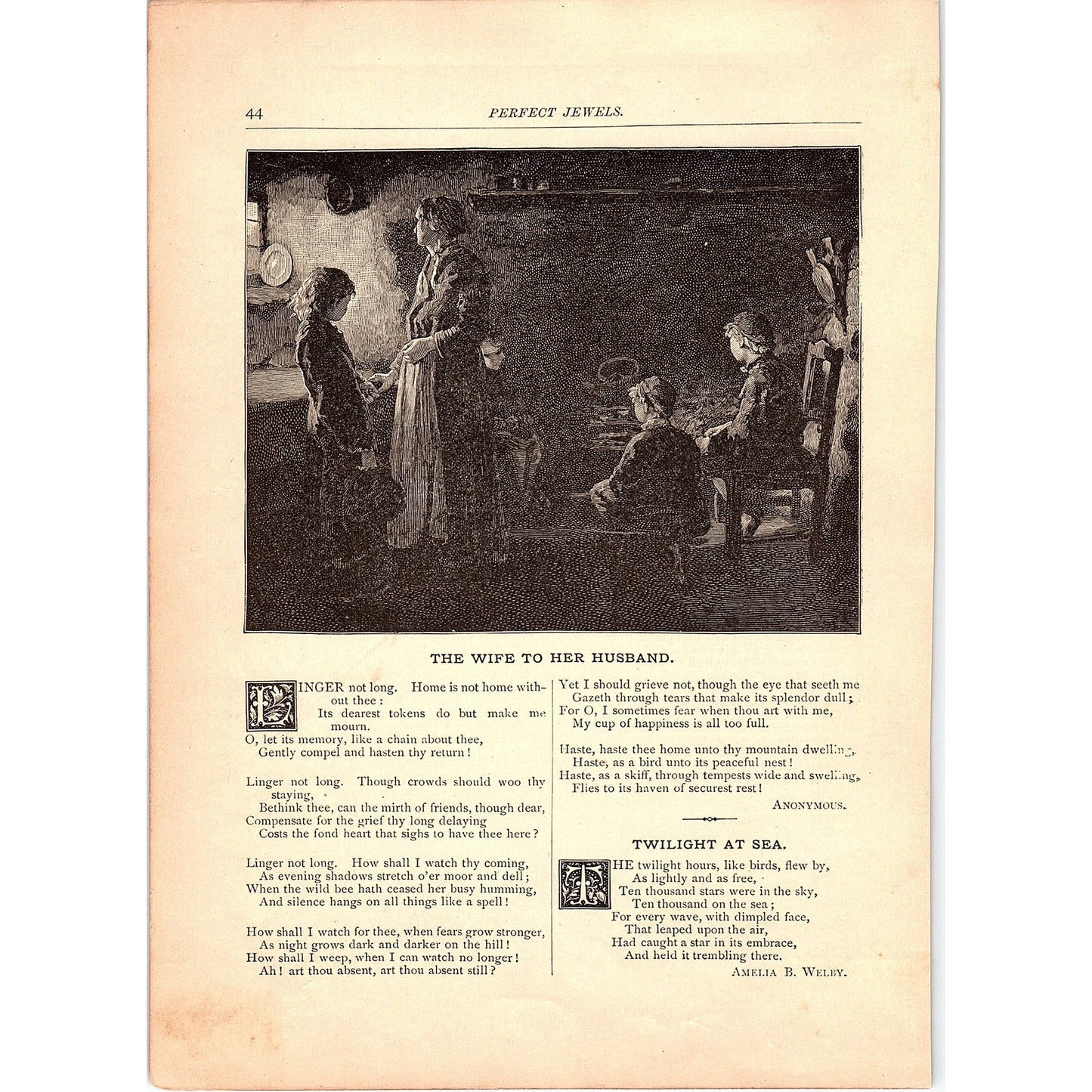 The Wife To Her Husband, Life's Cost Jane Ellice Hopkins 1884 Poem TA5-CJ-3