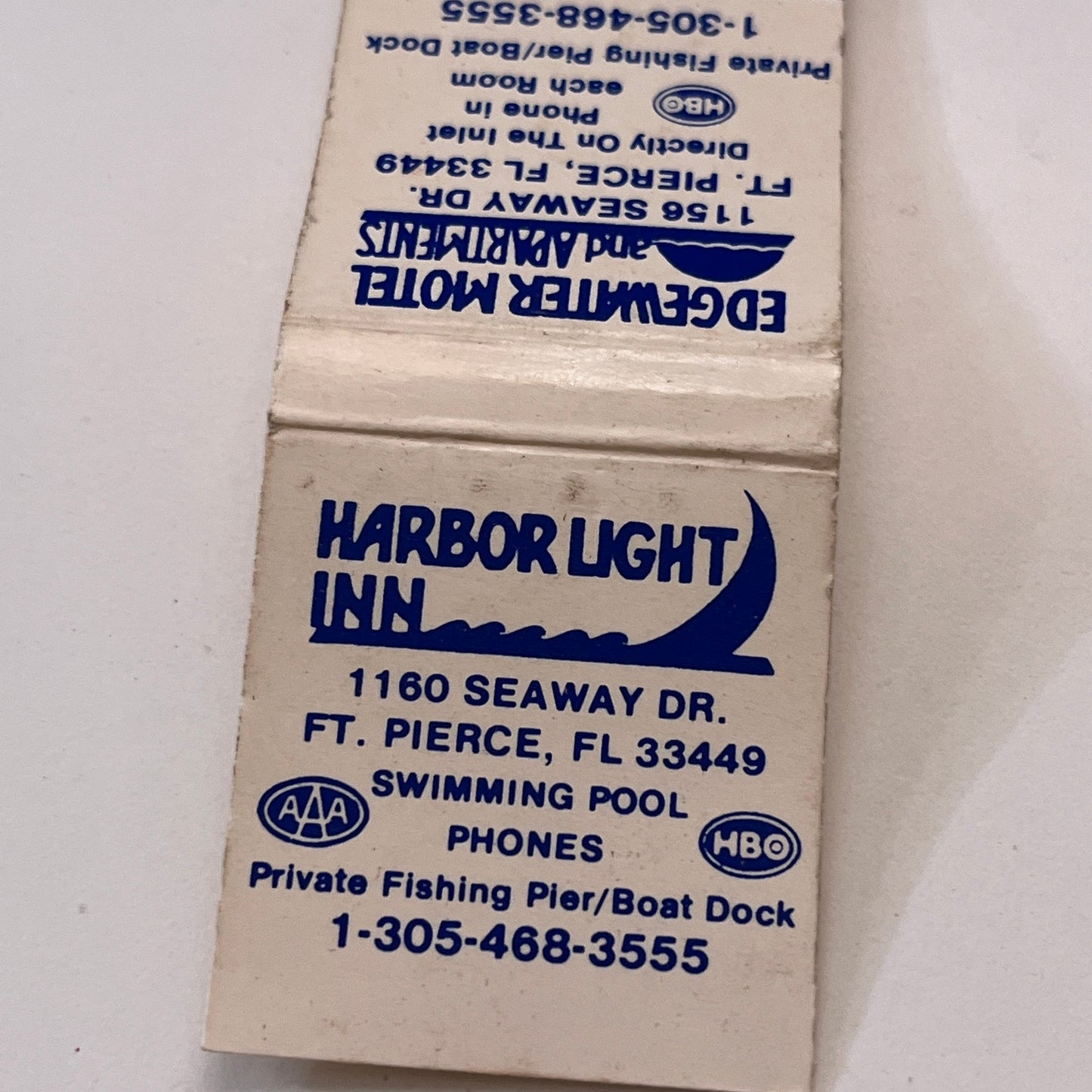 Edgewater Hotel & Apartments Harbor Light Inn Ft Pierce FL Matchbook TB6-MB1-10