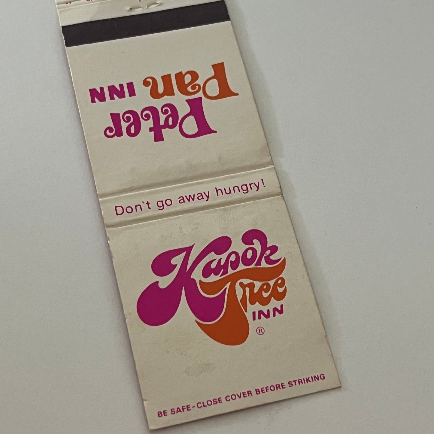 Peter Pan Inn Urbana MD, Kapok Tree Inn Clearwater FL Matchbook Cover TB6-MB2-3