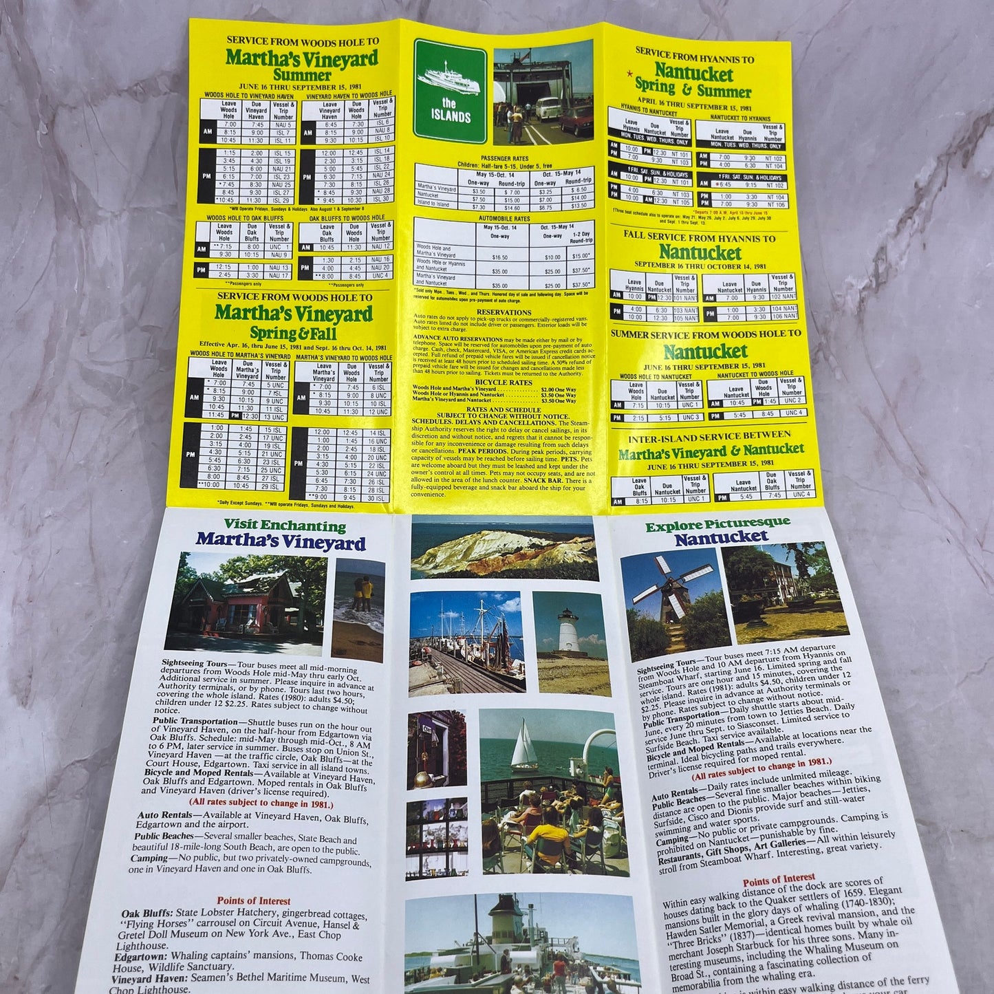 1981 Martha's Vineyard & Nantucket Steamship Timetables & Brochure TJ5-E1