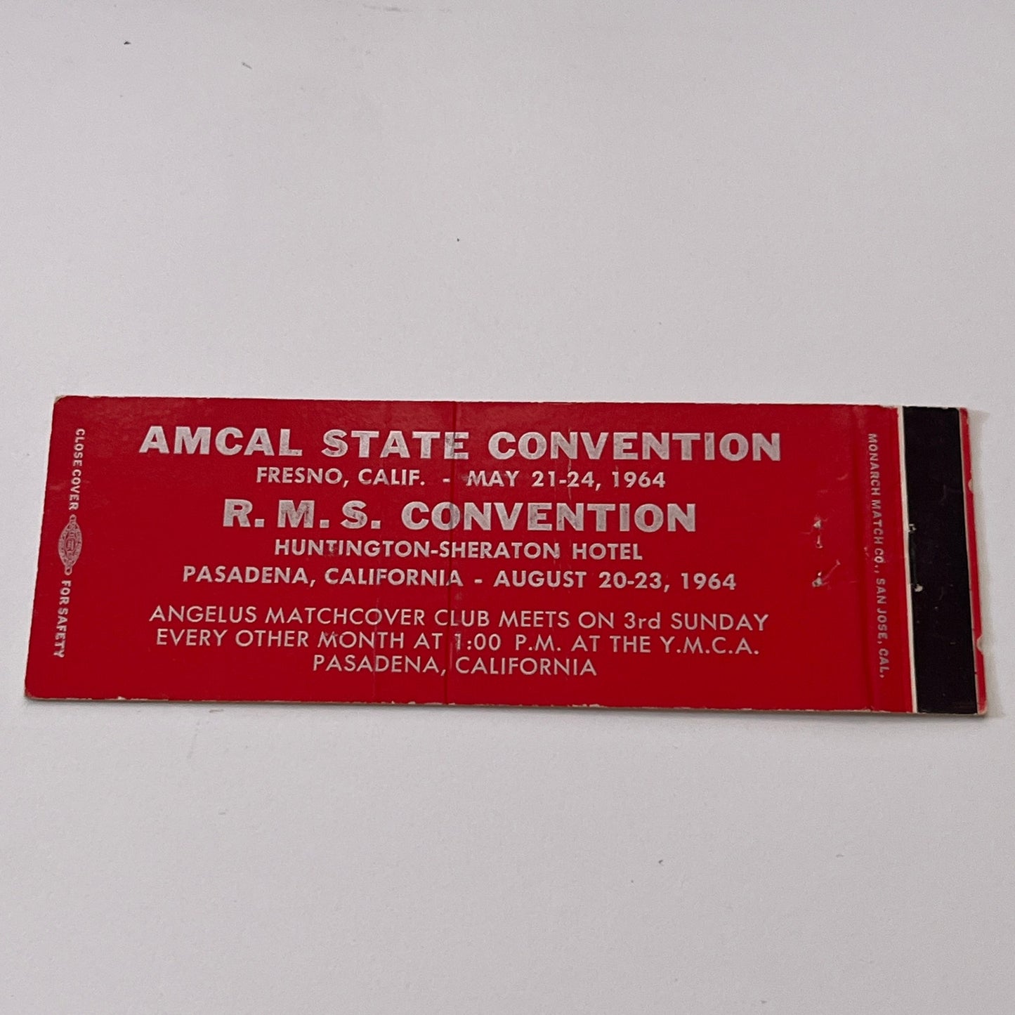 1964 RMS Convention Amcal State Pasadena CA Vintage Matchbook Cover TB6-MB1-15