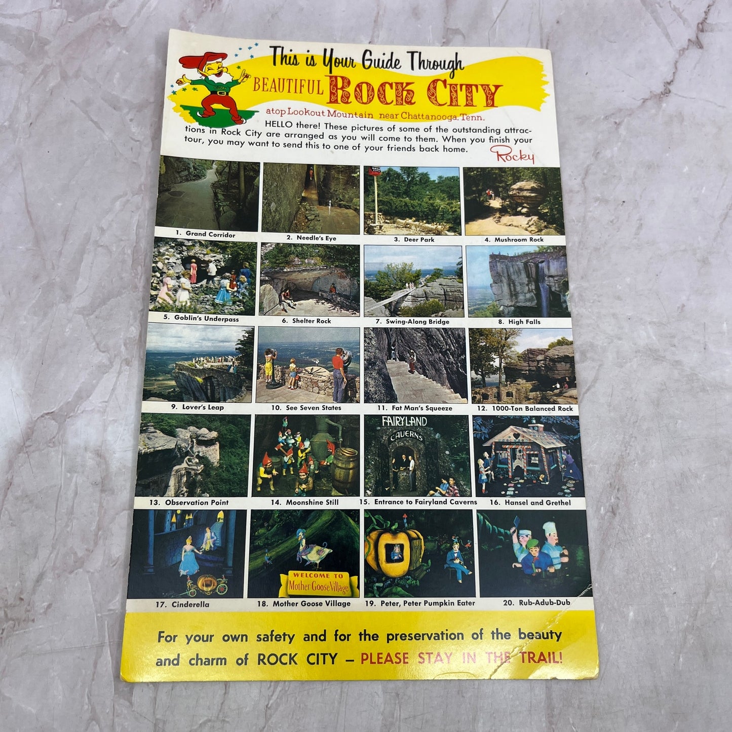 Vintage Rock City Chattanooga Tennessee Oversize Novelty Postcard TJ5-E1