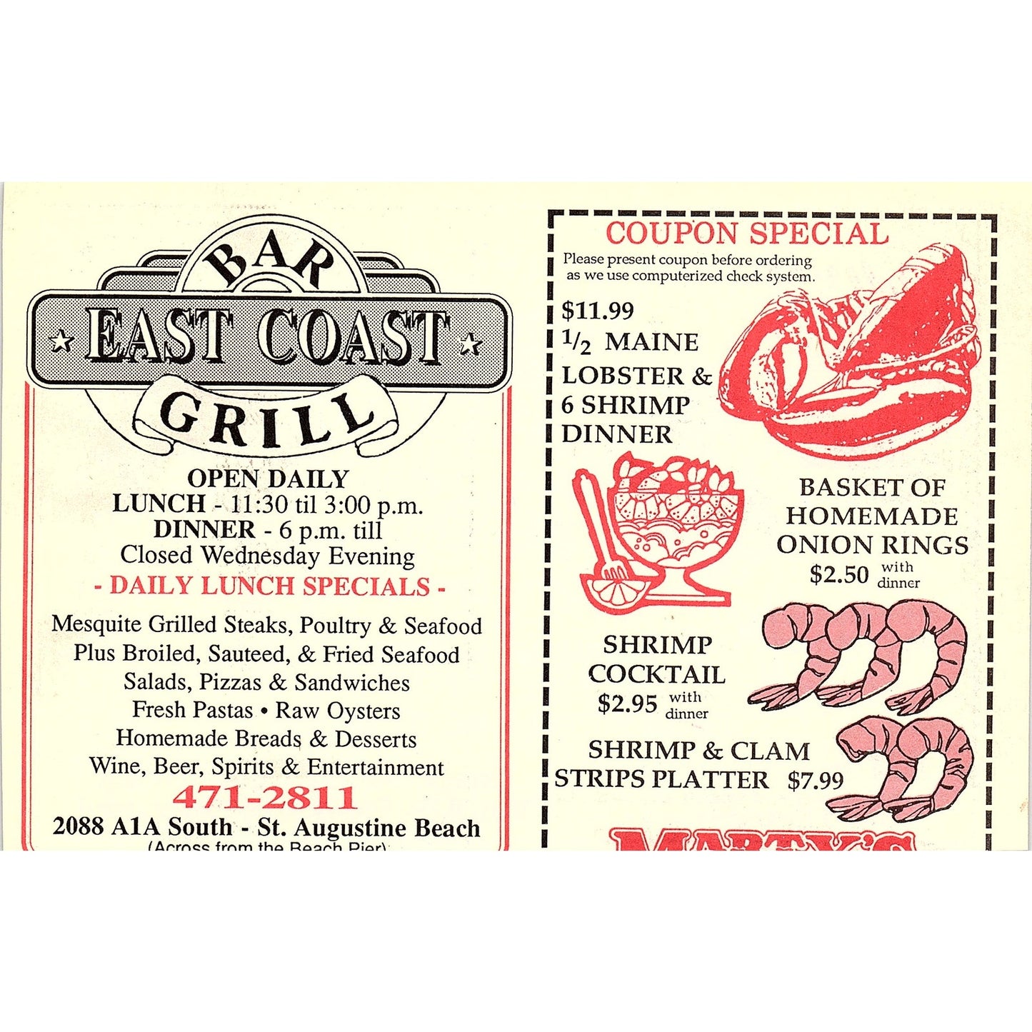 Capt Jacks Restaurant 410 Anastasia Blvd St. Augustine FL 1989 Ad AF9-12