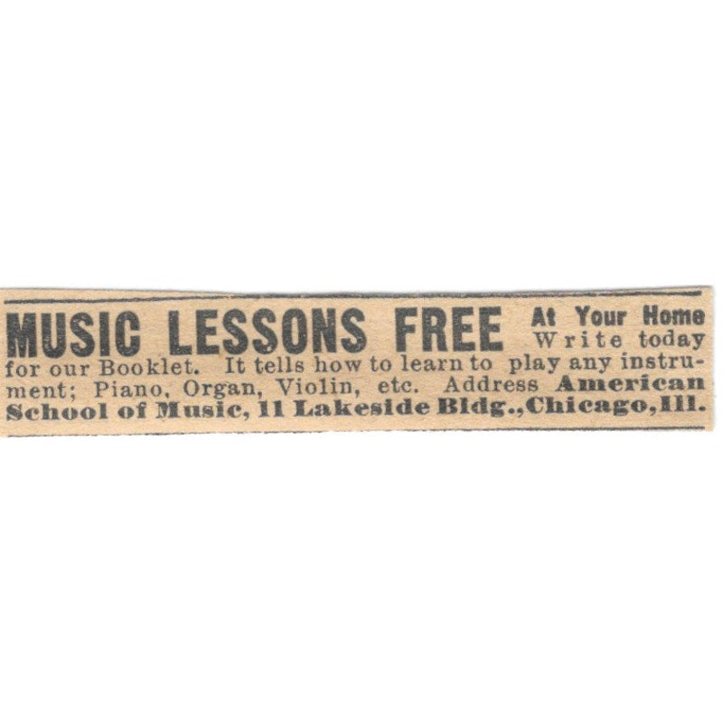 Music Lessons Free American School of Music Chicago 1910 Magazine Ad AF1-SS7