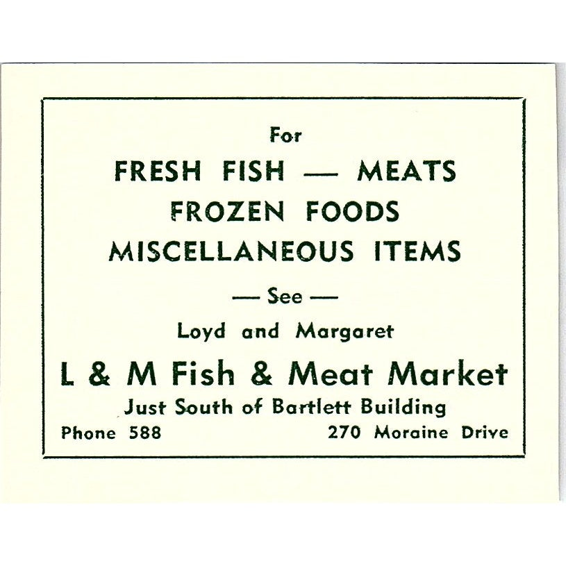 L&M Fish and Meat Market 270 Moraine Drive 1957 Estes Park CO Ad AG4-S10