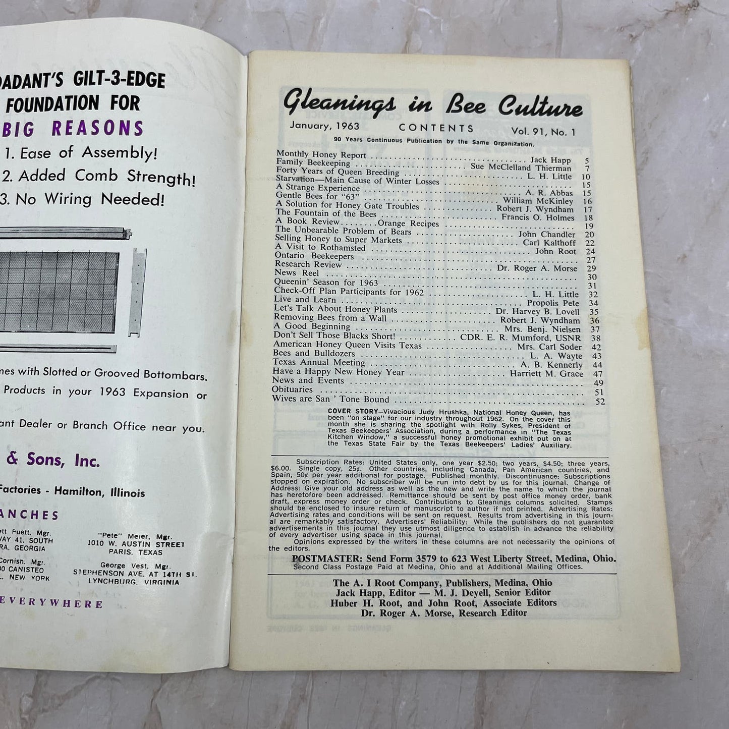 1963 Jan Gleanings in Bee Culture Beekeeping Magazine A.I. Root Co Medina OH TD5