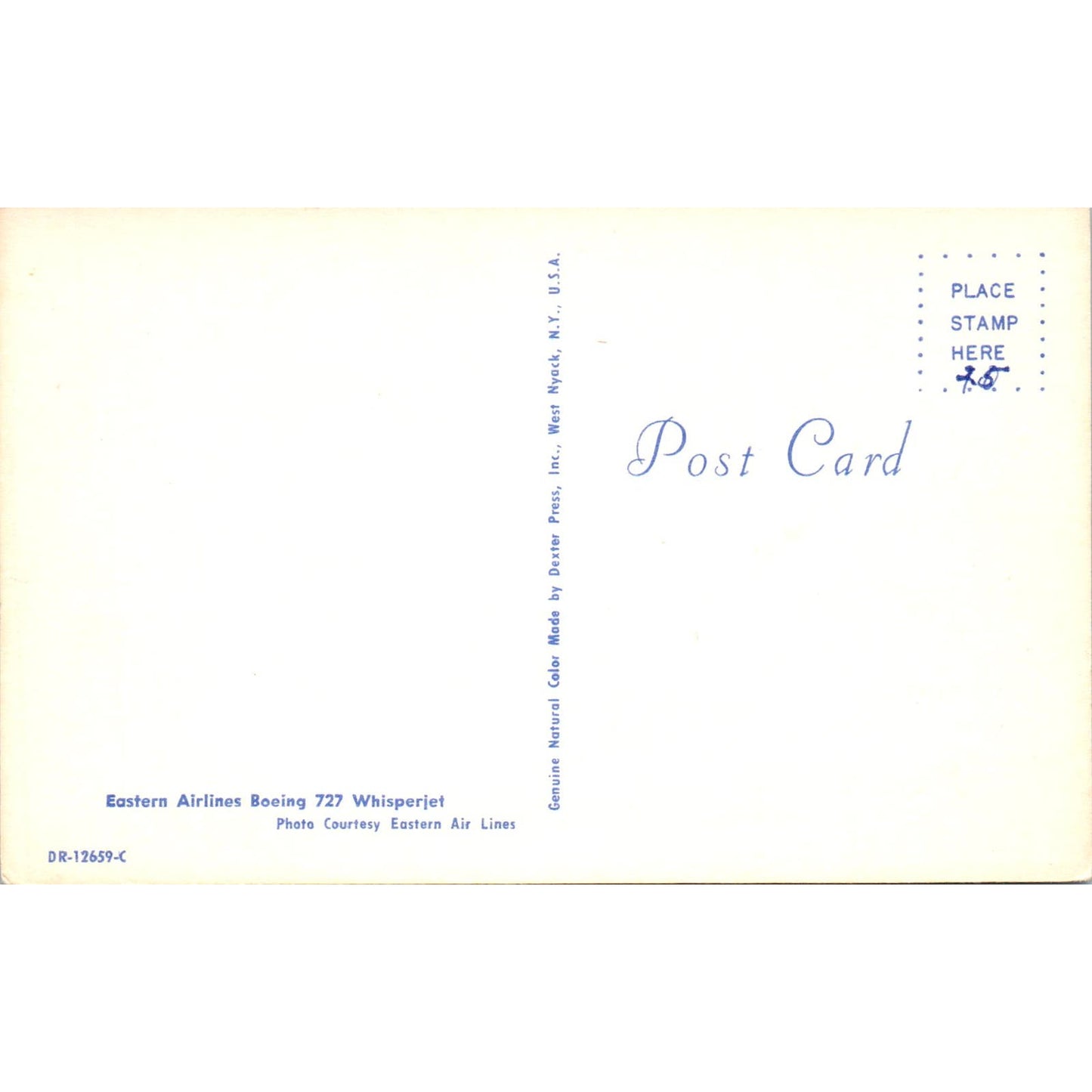 Eastern Airlines Boeing 727 Whisperjet Vintage Postcard PC19