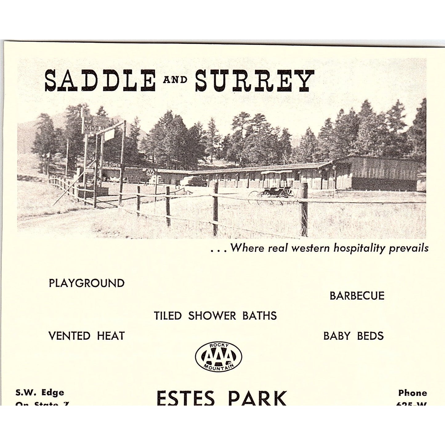 Saddle and Surrey Estes Park CO 1958 Ad AG1-H4