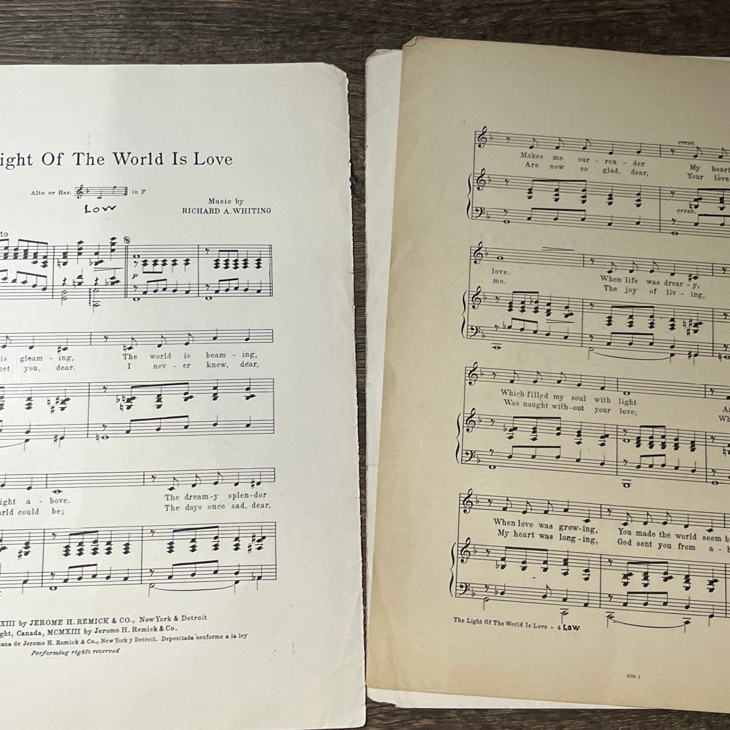 The Light of the World is Love Earle Jones Richard Whiting 1913 Sheet Music V13