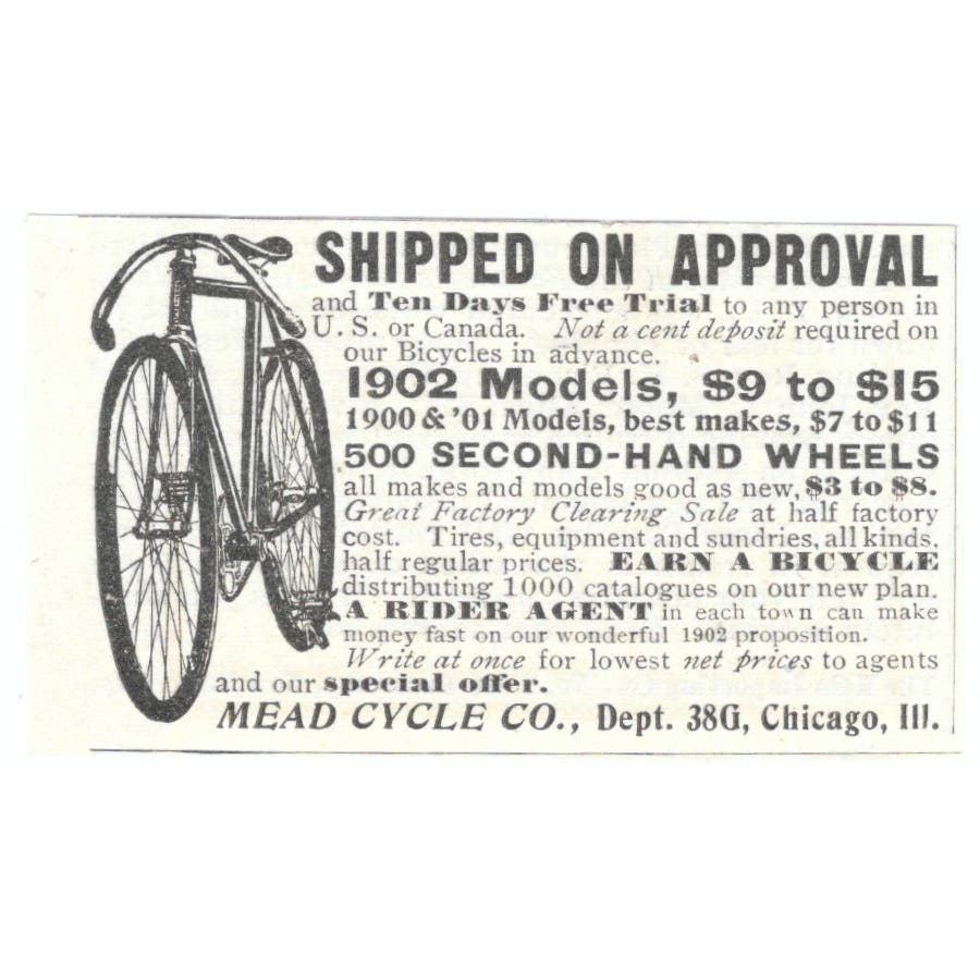Mead Cycle Co Chicago 1902 Bicycle c1905 Original Magazine Advertisement AE7-SA1