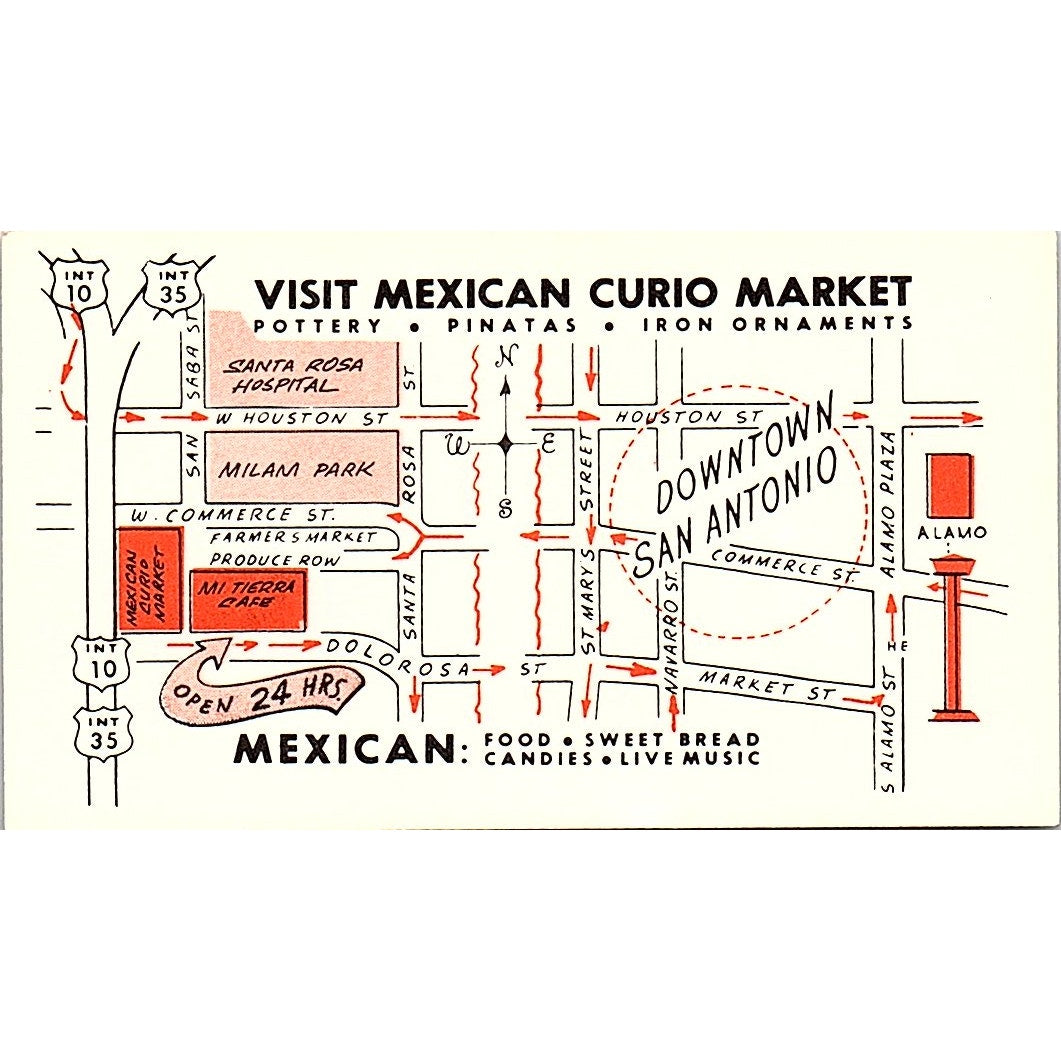 Mi Tierra Mexican Food San Antonio TX Vintage Business Card SD9-B12