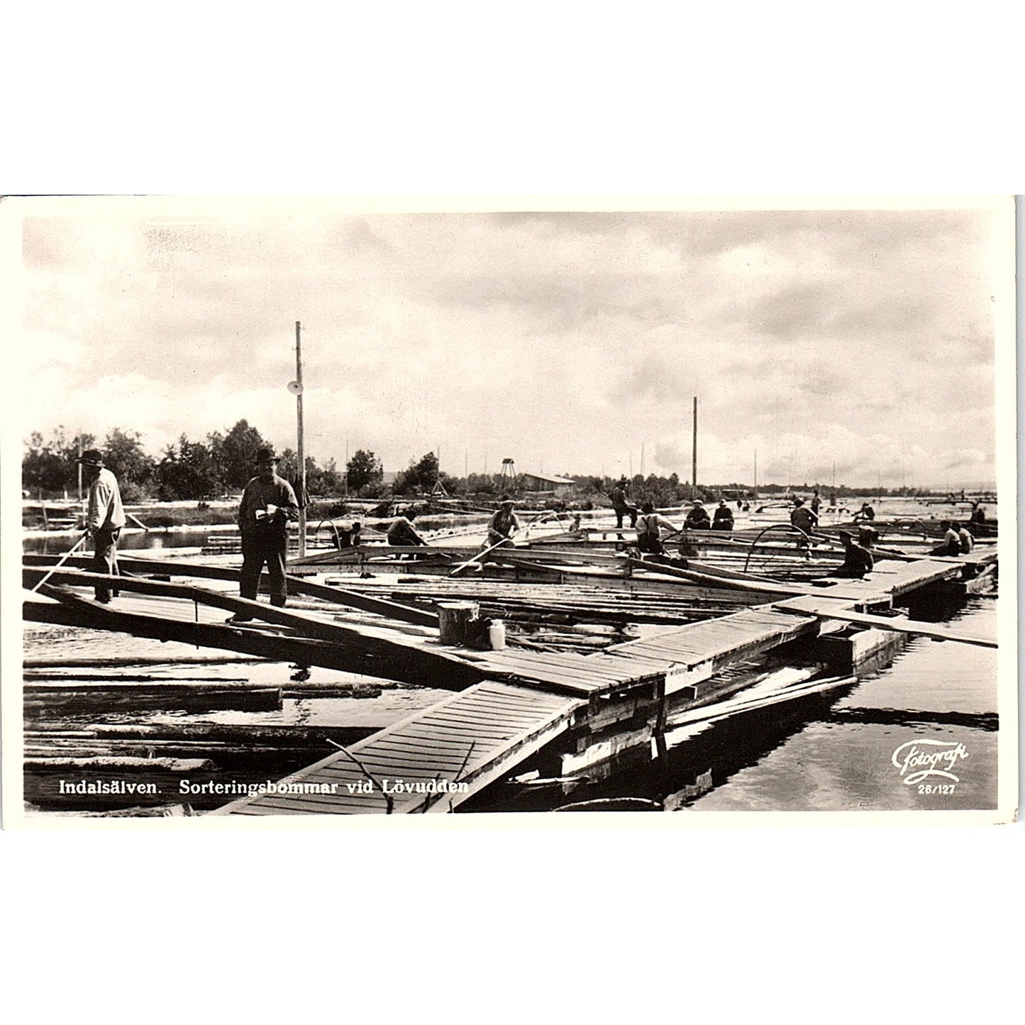 Indalsälven Sortering Bommar Vid Lövudden RPPC German Antique Postcard PE9