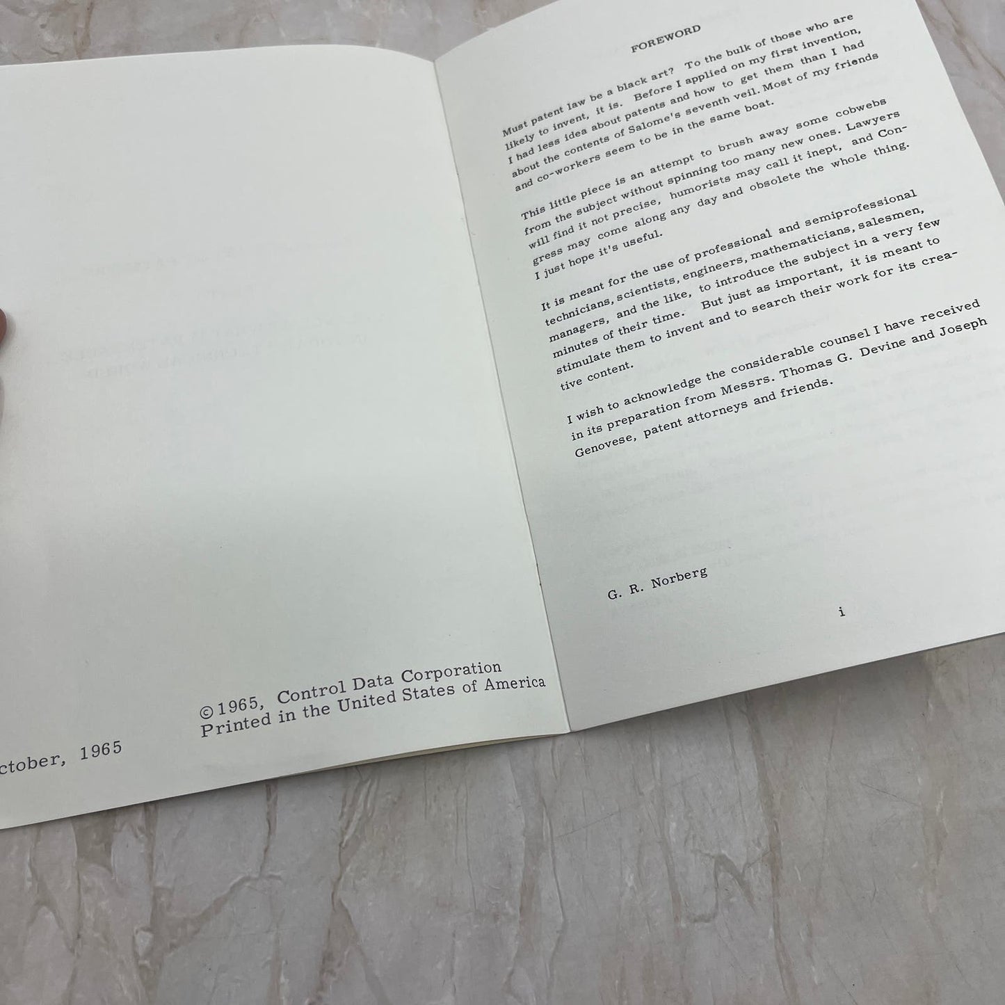 The Black Art of Patentry Part 1 G.R. Norberg 1965 TI9-P2