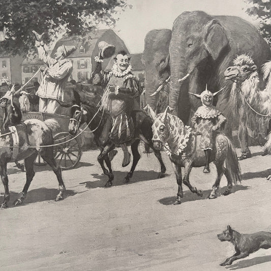 Circus Day - Circus Scene - Original 1904 A.B. Frost Art Print V26-4