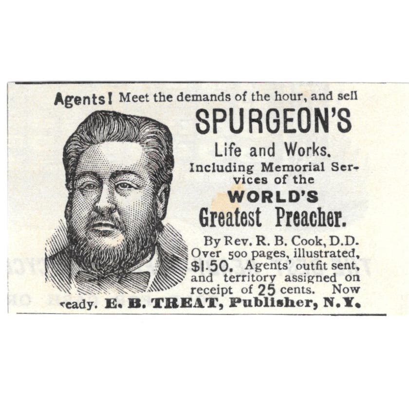 Spurgeon's Life and Works Book Advertisement c1890 Victorian Ad AE9-CH1