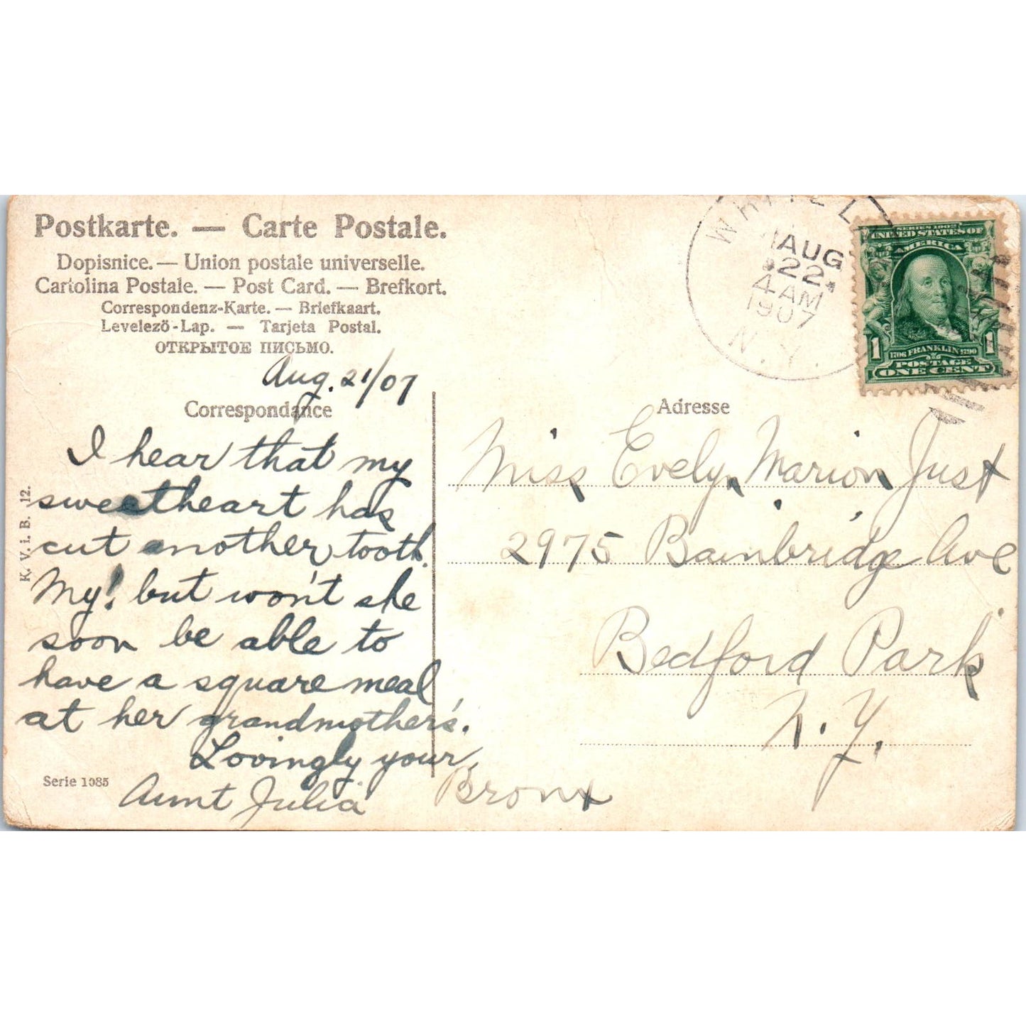 Victorian Girl With Her Saint Bernard Dog 1907 Postcard PD2