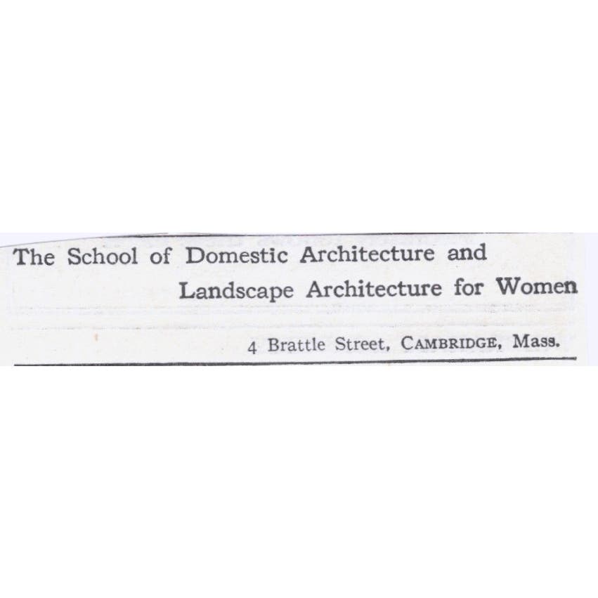 The School of Domestic & Landscape Architecture for Women MA c1918 Ad AE5-SA10