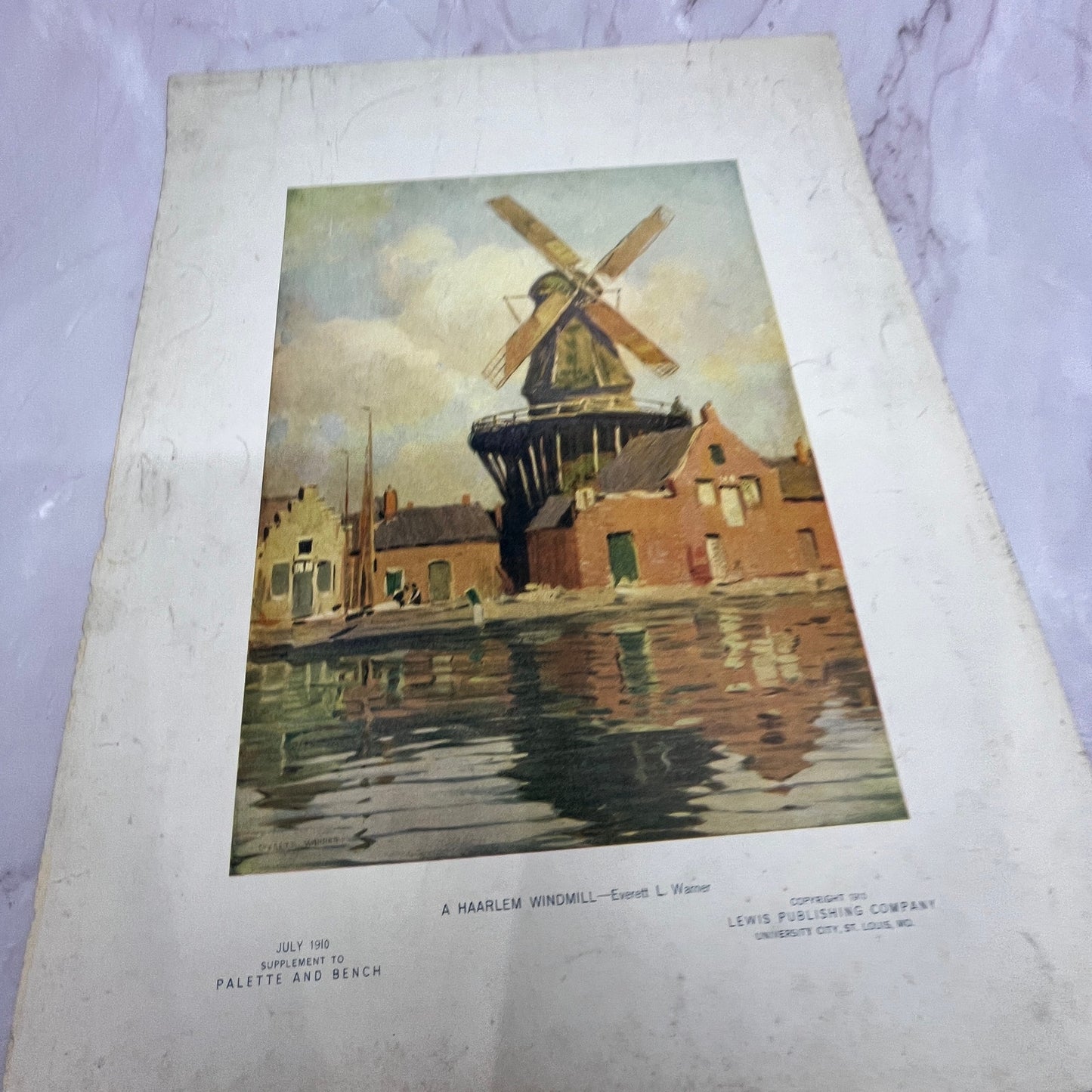 A Haarlem Windmill Everett L. Warner 1910 10x13" Art Print V21