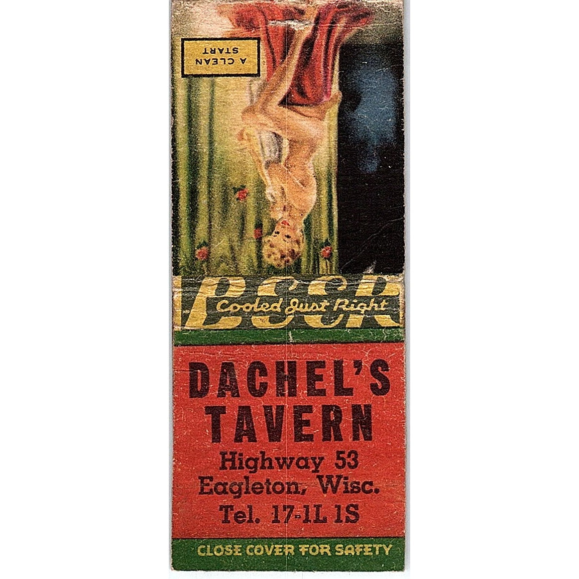 Dachel's Tavern Eagleton WI Pinup Vintage Matchbook Cover SC7-Y6