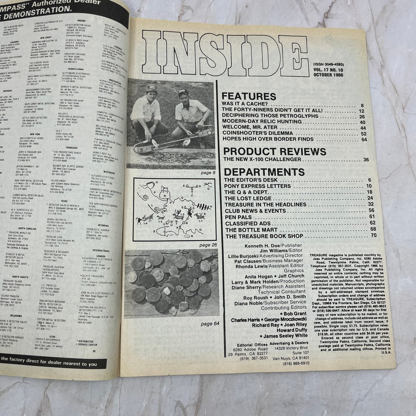 1986 Oct - Treasure Magazine - Treasure Hunting Metal Detecting Gold Coins M10