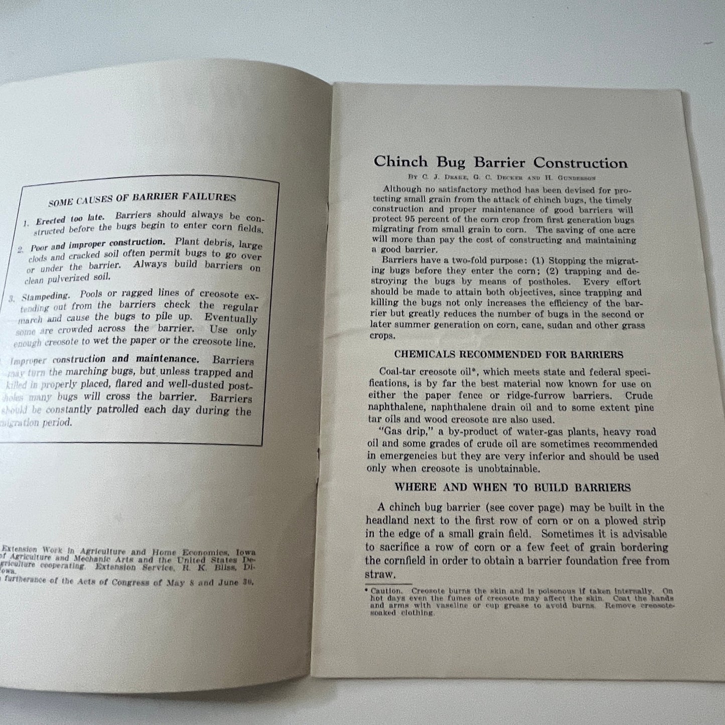 Chinch Bug Barrier Construction 1940 Ames Iowa Farmers Bulletin Booklet TK2-XB3
