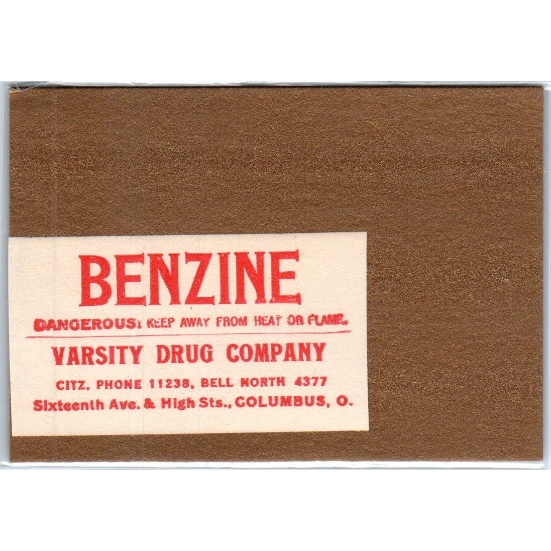 Varsity Drug Company Columbus Ohio Antique Apothecary Label TH2-AL