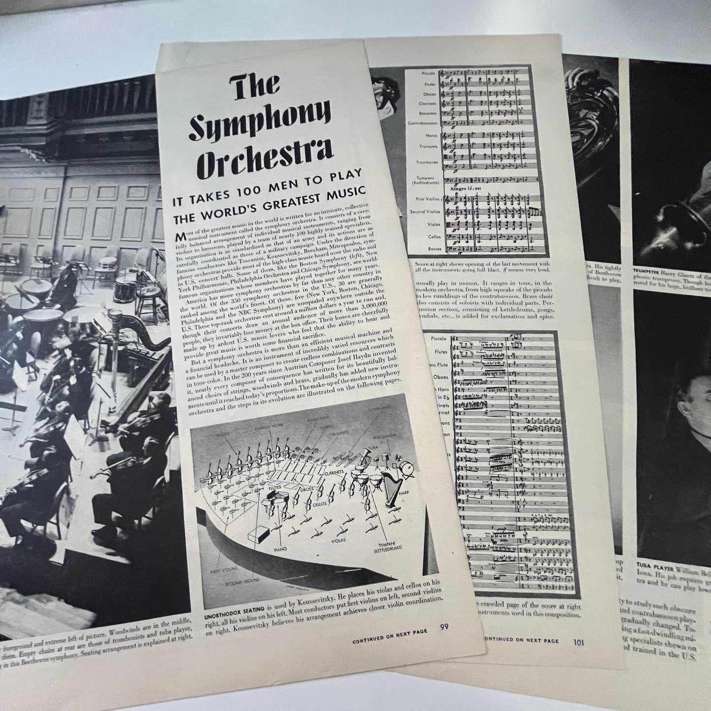 The Symphony Orchestra - 3 Pages 1940s WWII Era Article V29-5