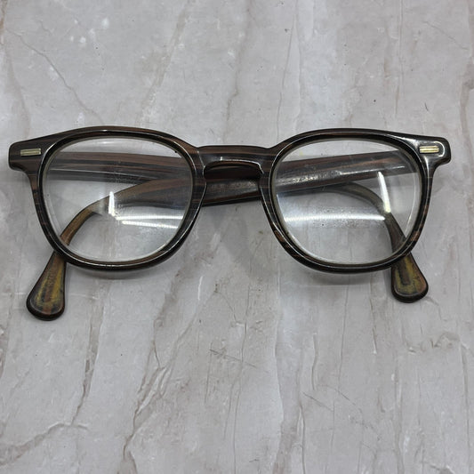 Retro Titmus Brown Tiger Eye Acrylic Eyeglasses 4 1/2x6" USA SB8
