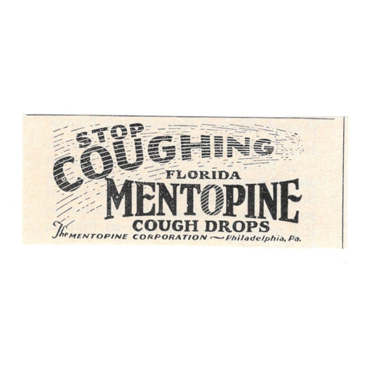 Florida Mentopine Cough Drops Philadelphia PA 1924 Magazine Ad AD8-O5
