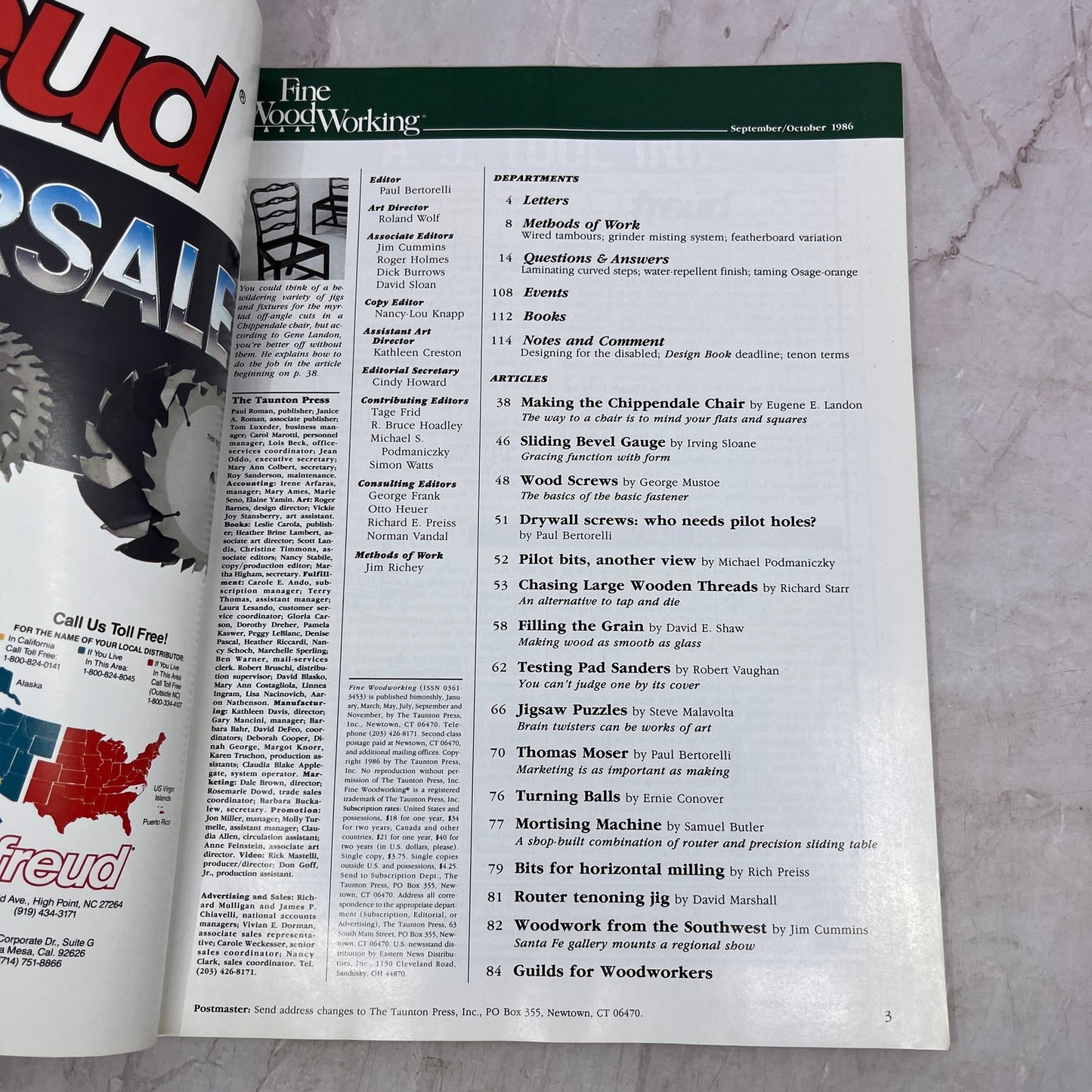 Chippendale Chairs - Sept/Oct 1986 No 60 Taunton's Fine Woodworking Magazine M32