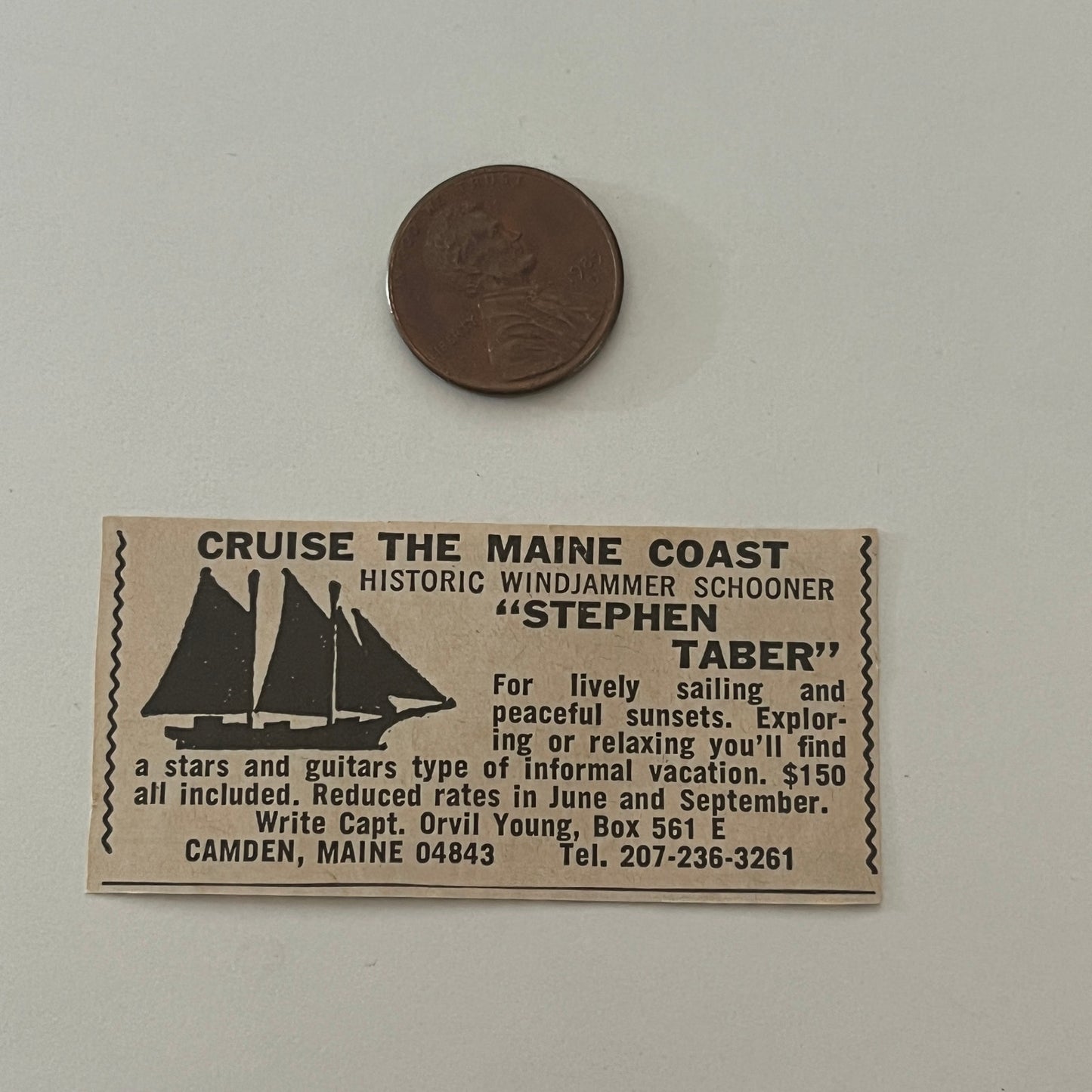 Cruise The Maine Coast Stephen Taber Camden ME 1971 Magazine Ad SAG4-S17