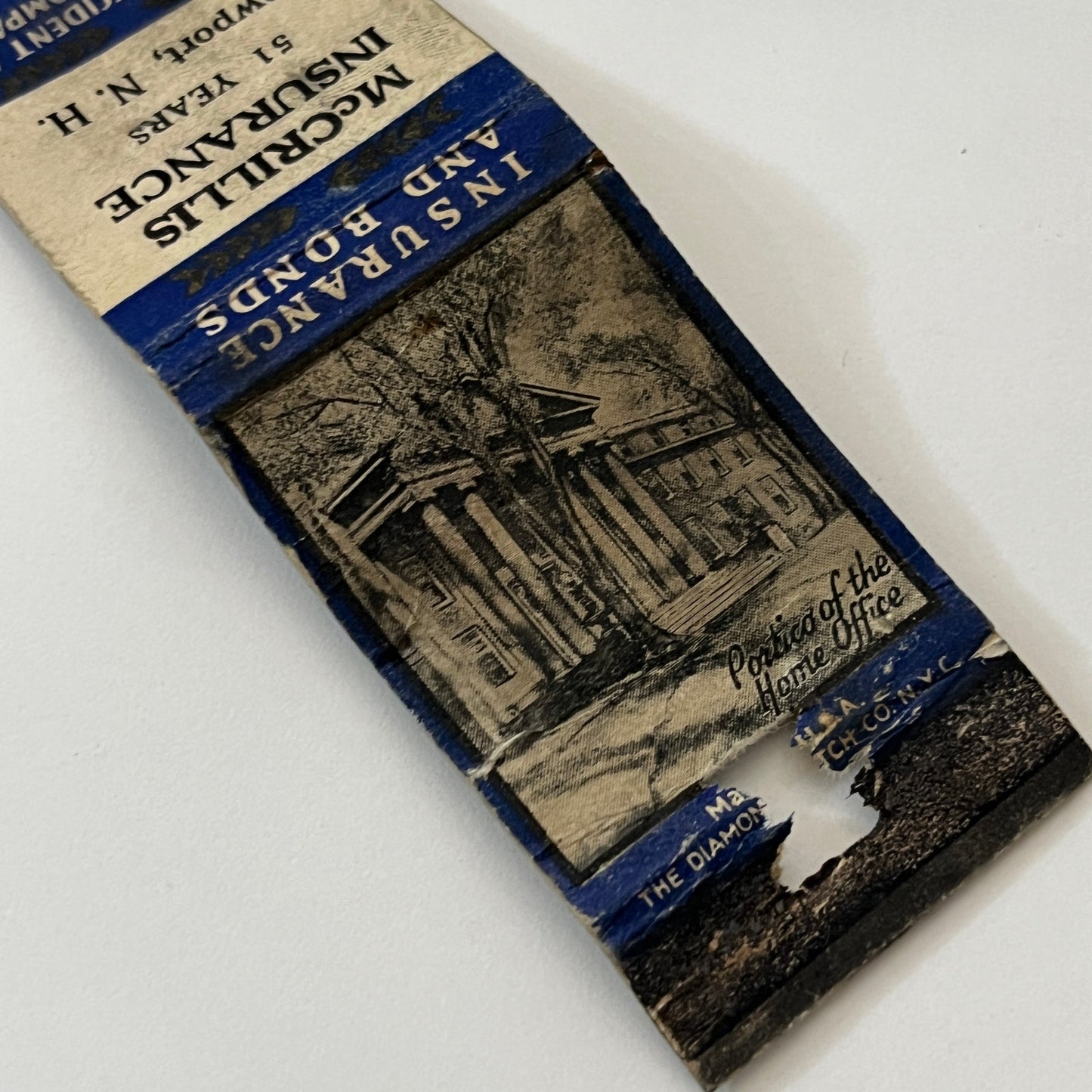 McCrillis Ins and Bonds Newport NH Vintage Matchbook Cover TB6-MB1-14