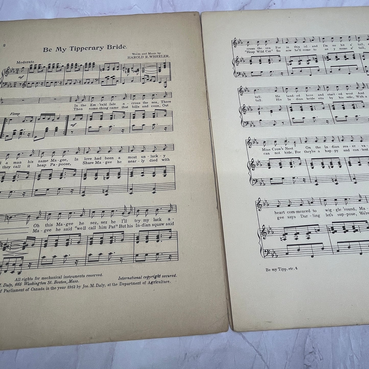By My Tipperary Bride Harry R Wheeler Elizabeth M Murray 1912 Sheet Music V16