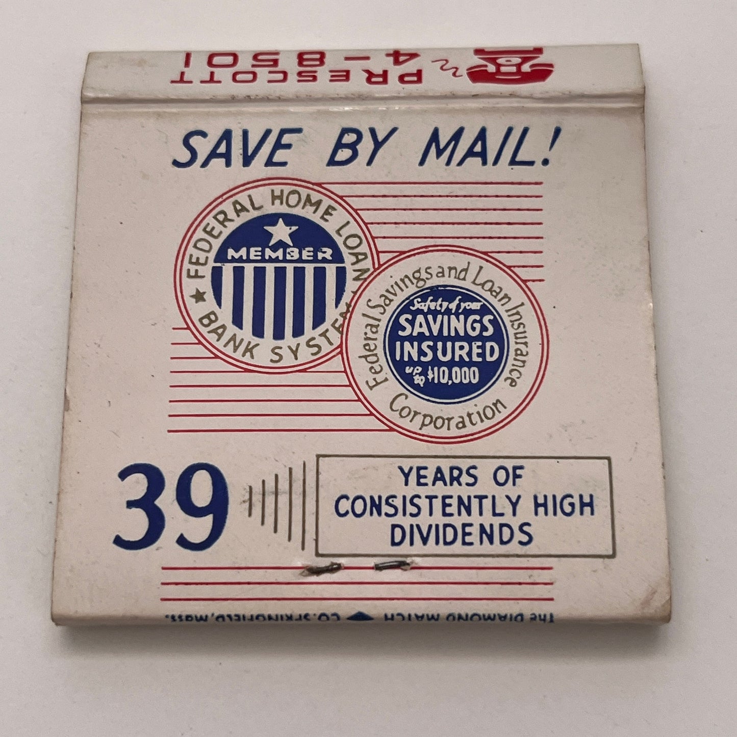 Danielson Federal Savings and Loan Danielson CT Vintage Matchbook Cover TB8-MB-5