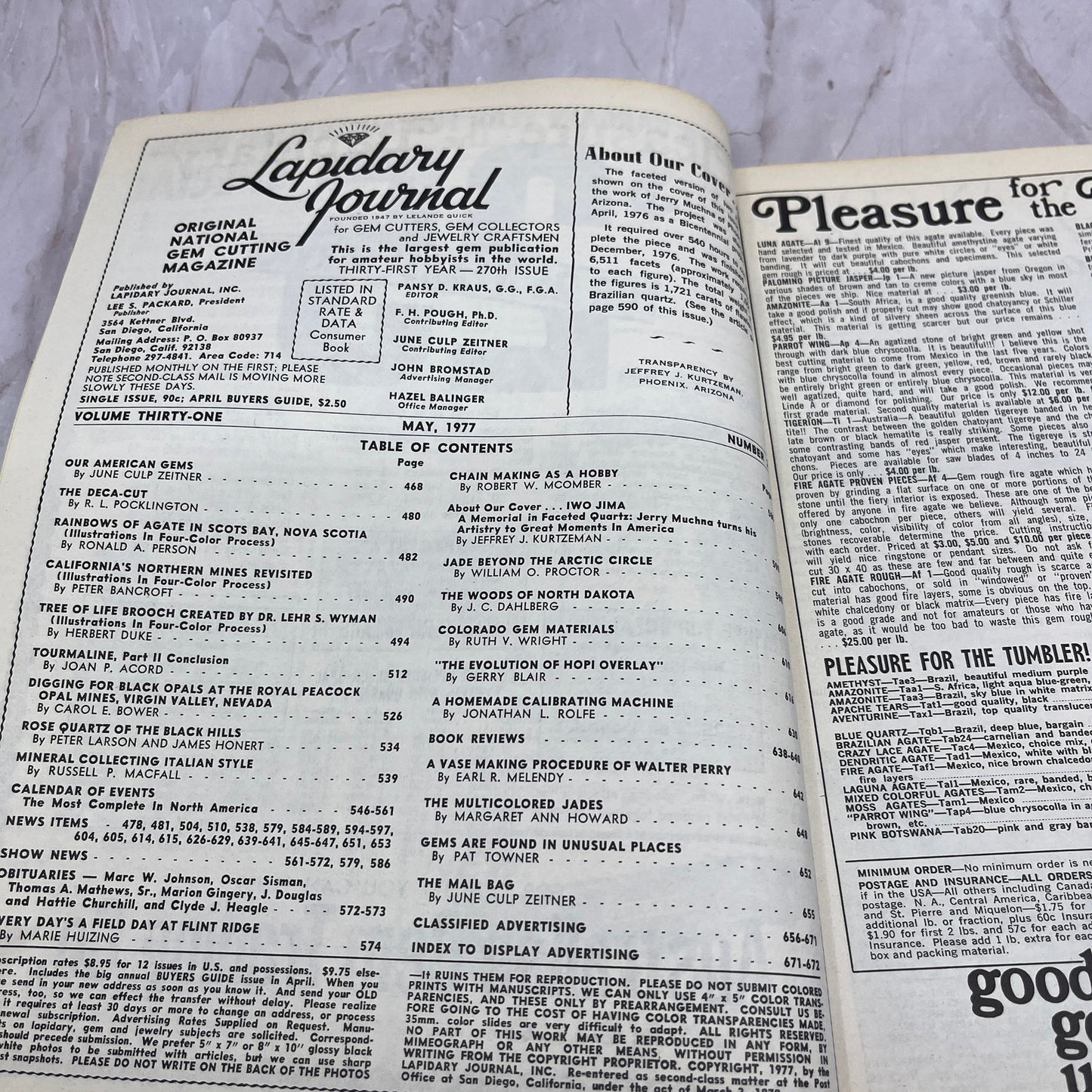 Iwo Jima Sculpture - Lapidary Journal Magazine - May 1977 M28