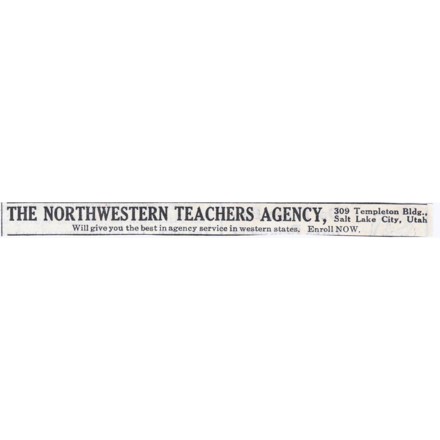 1931 Northwestern Teachers Agency Katheryn Yergensen Salt Lake City Ad AE5-SA1