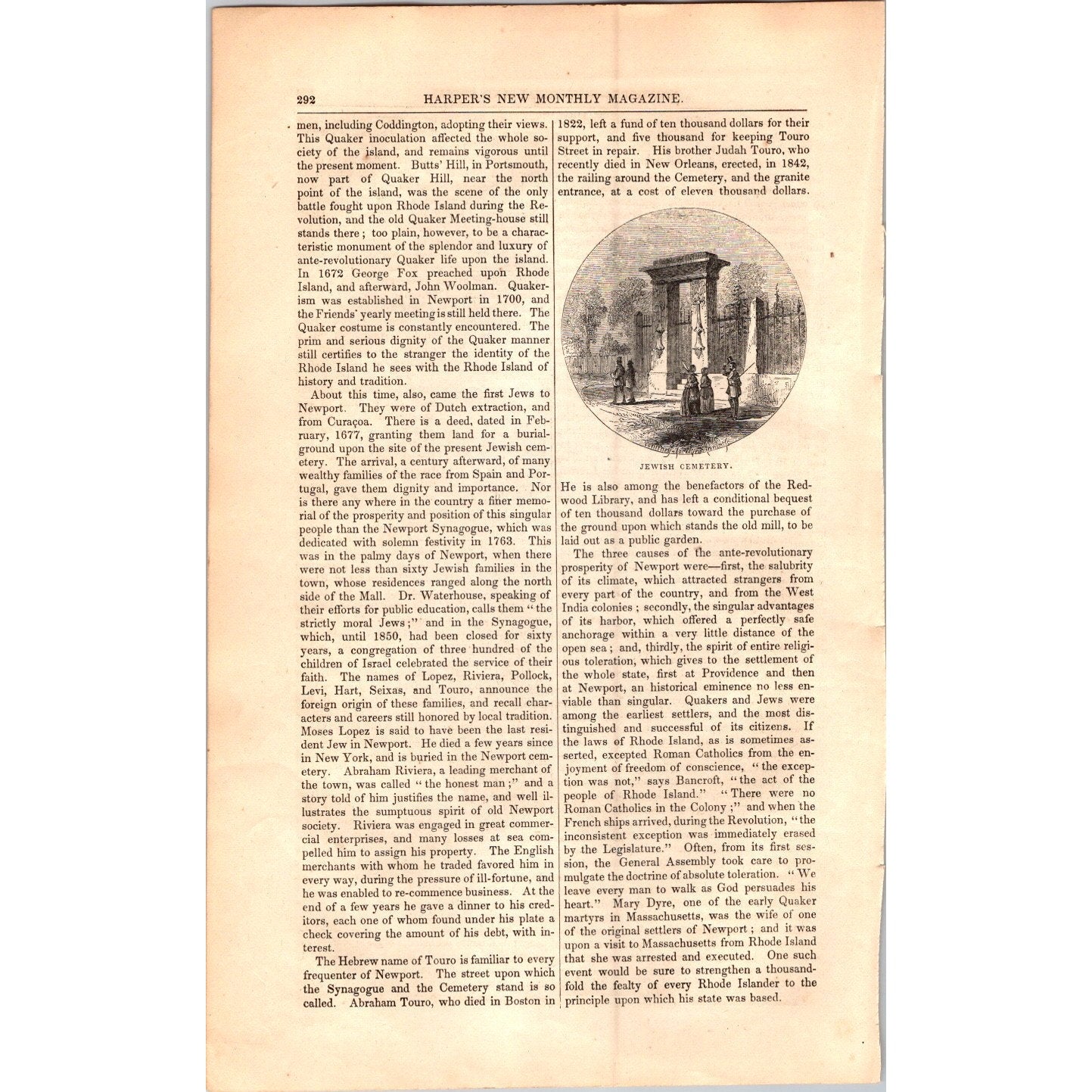 Newport Rhode Island Historical & Social Traveler- 15 Pages 1854 Article I19
