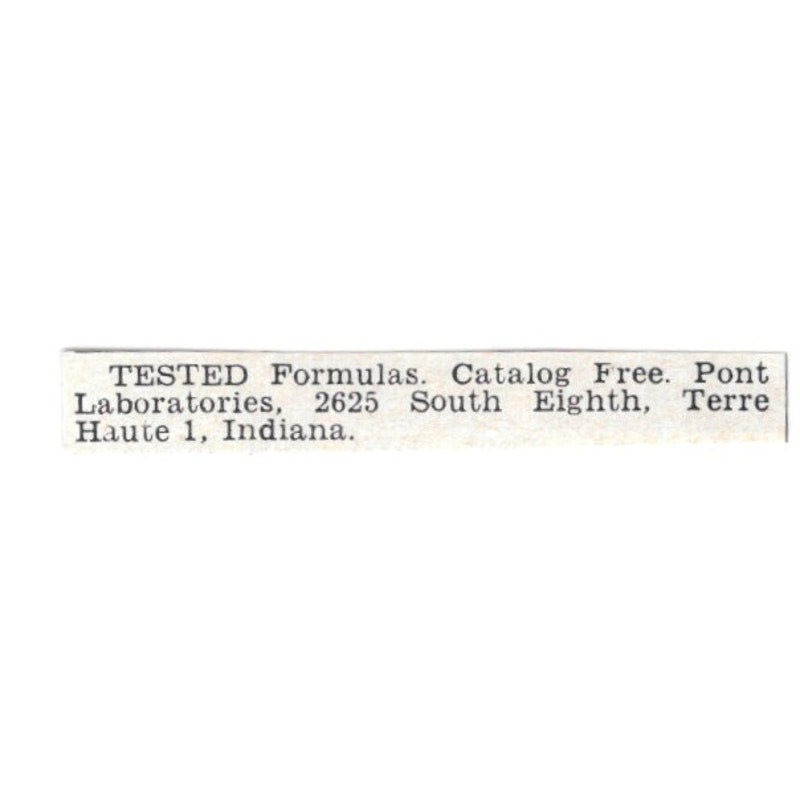 Tested Formulas - Pont Laboratories, Terre Haute Indiana 1955 Ad AG1-S8