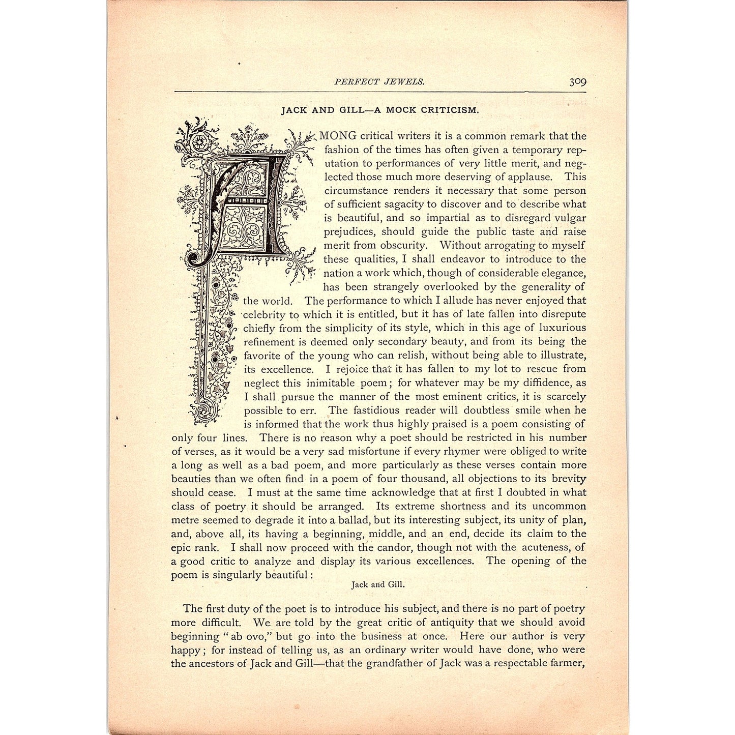 Jack and Gill - A Mock Criticism Joseph Dennie 3 Pages 1884 Poem TA5-CJ-6