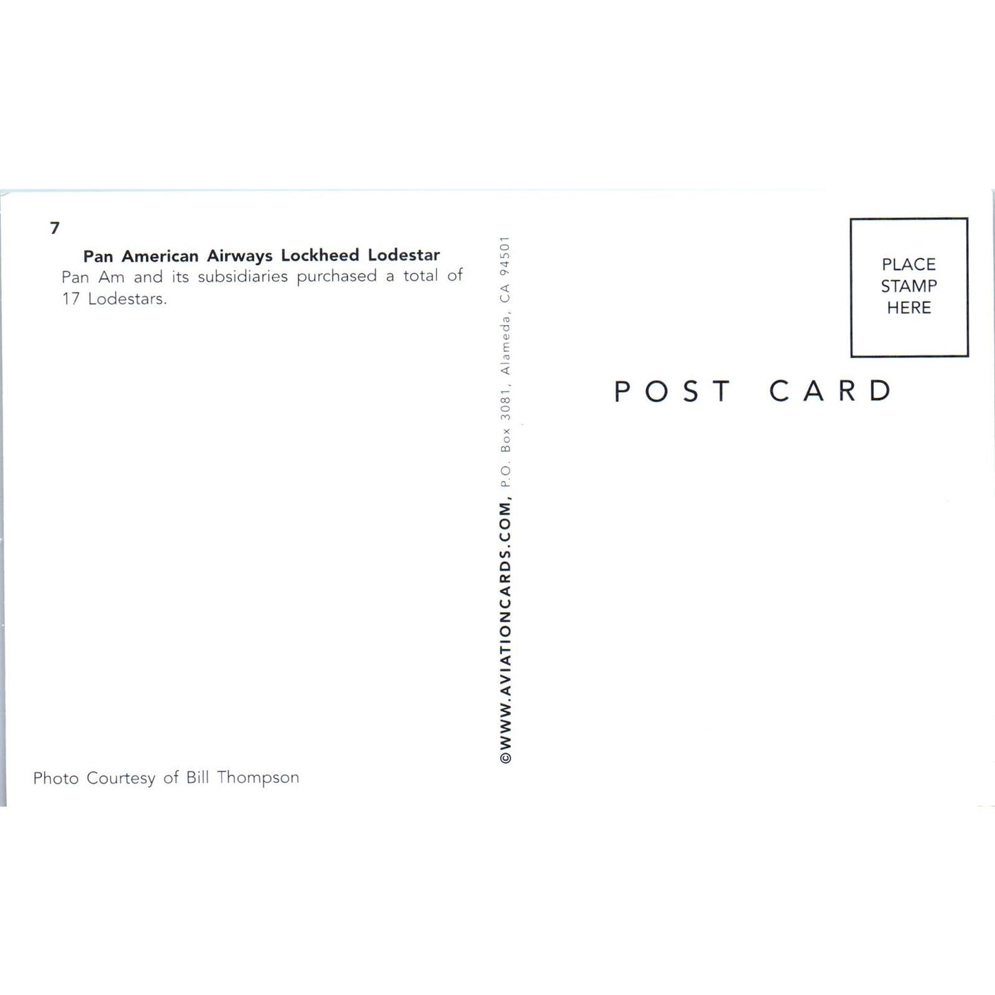 Pan American Airways Lockheed Lodestar Vintage Postcard TG8-PC