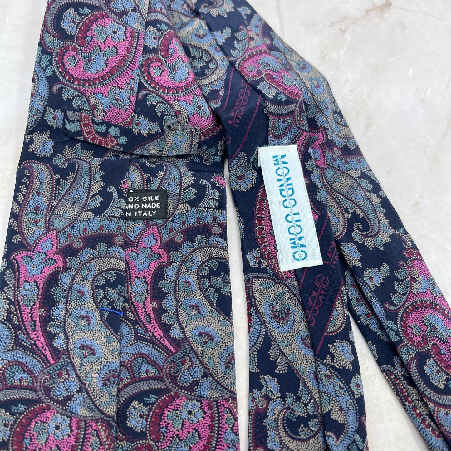 Retro Men's Mondo Uomo Pure Silk Pink Purple Italy Necktie Tie TG9-T2