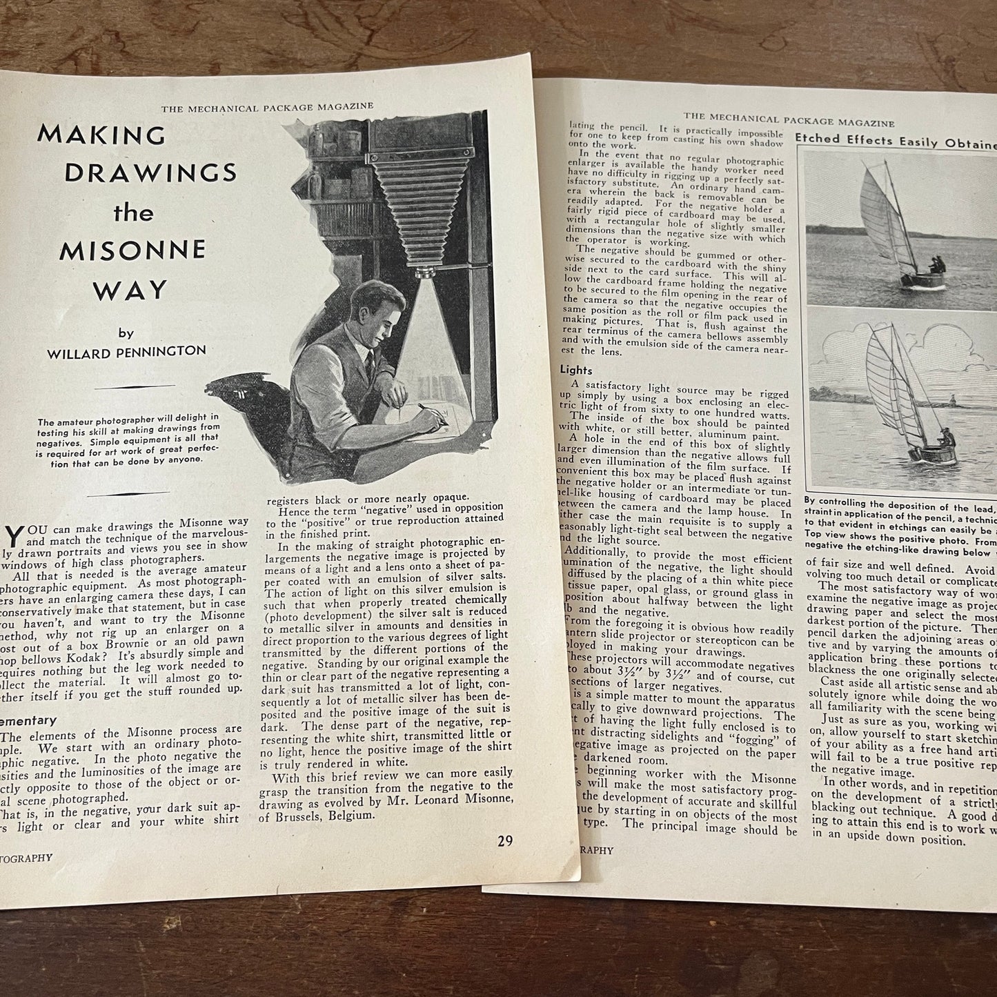Making Drawings the Misonne Way - Willard Pennington 2 Pages 1931 Article AG1-13